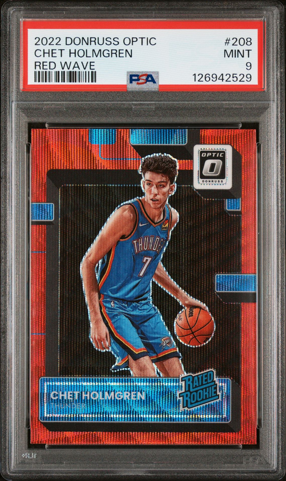 2022 Panini Donruss Optic Chet Holmgren #208 (Red Wave) Mint 9 front