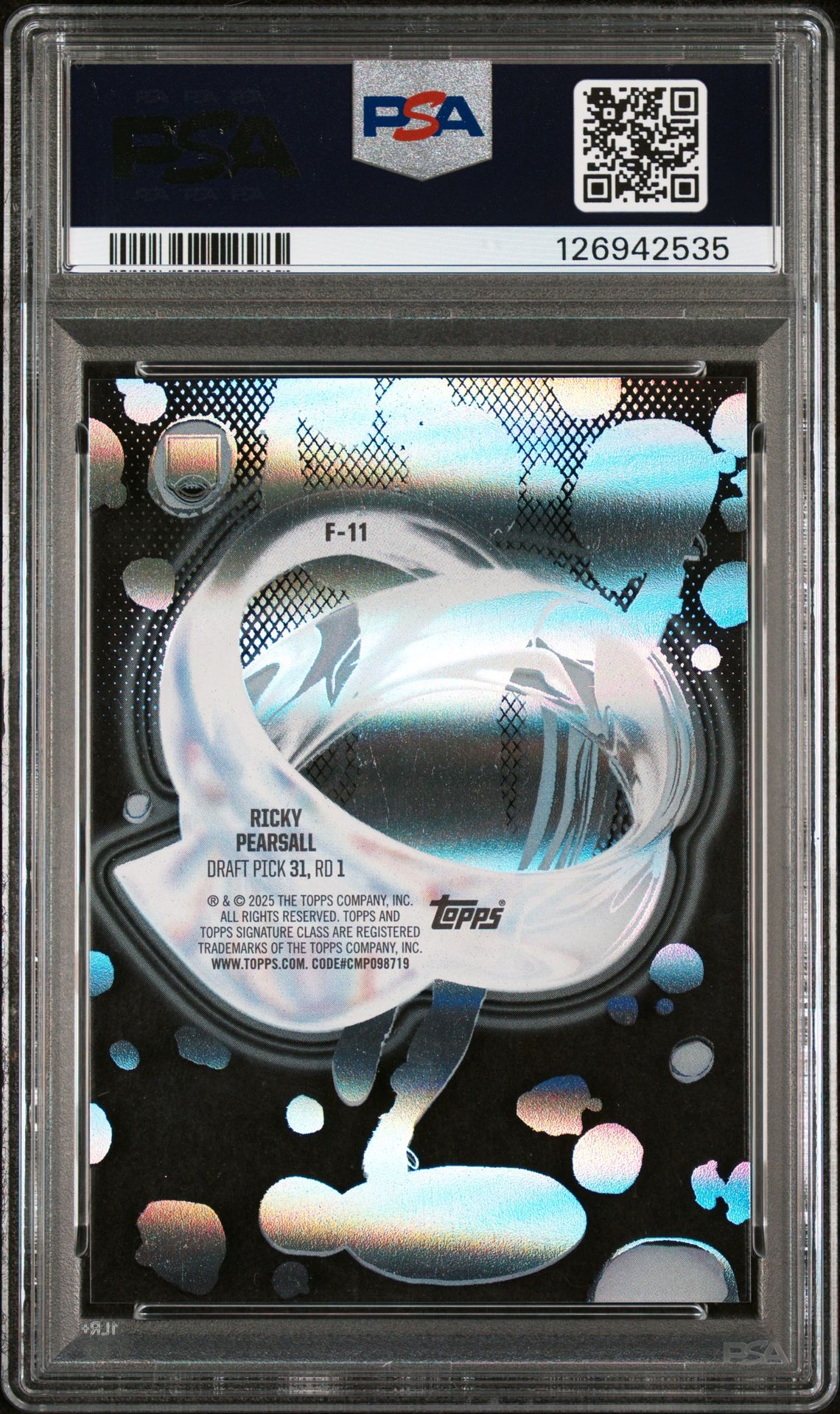 2024 Topps Signature Class Fluidity Ricky Pearsall #F11 Gem Mt 10 back