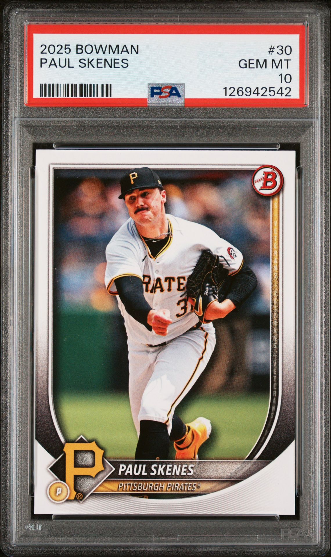 2025 Bowman Paul Skenes #30 Gem Mt 10 front
