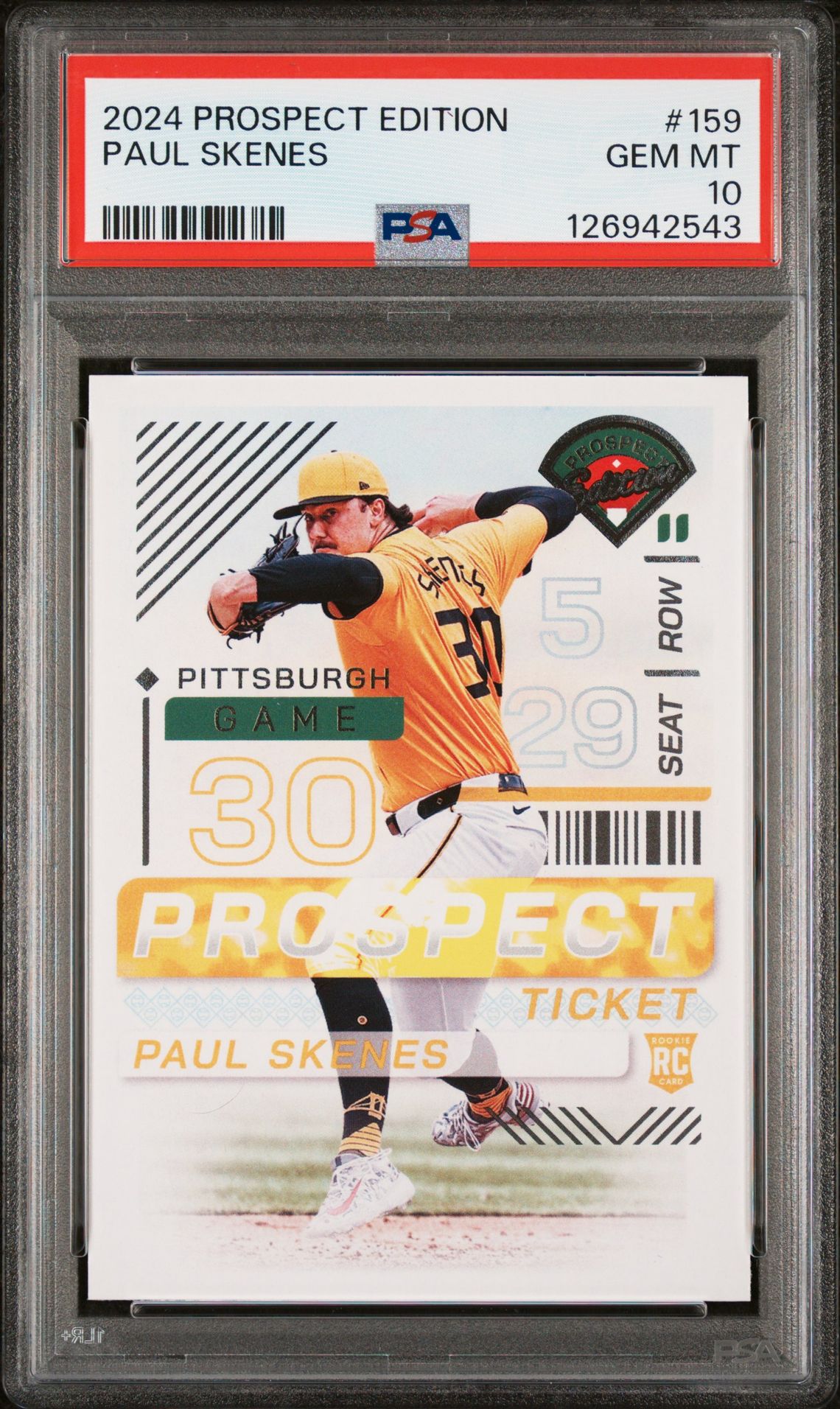 2024 Panini Prospect Edition Paul Skenes #159 Gem Mt 10 front