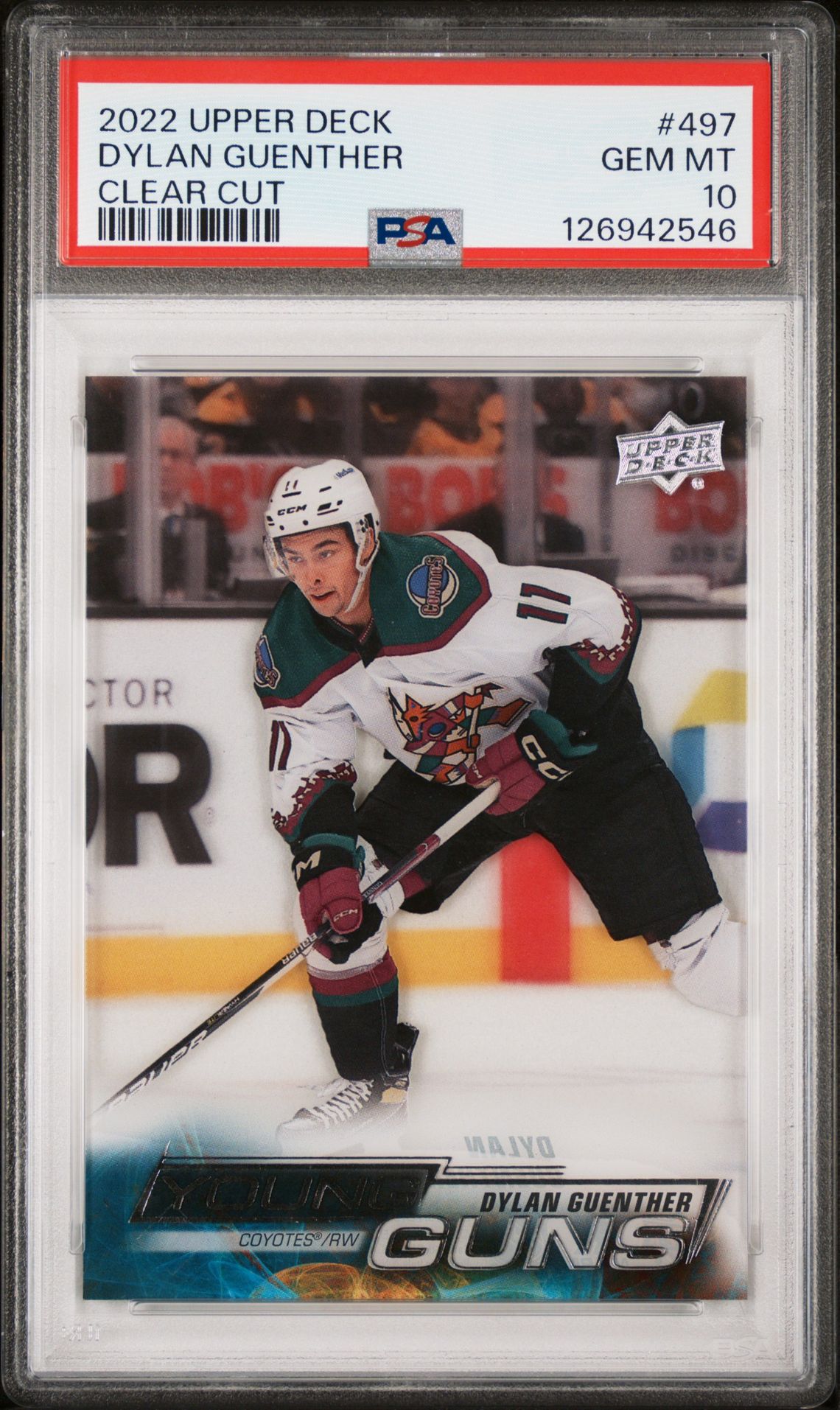 2022 Upper Deck Dylan Guenther #497 (Clear Cut) Gem Mt 10 front