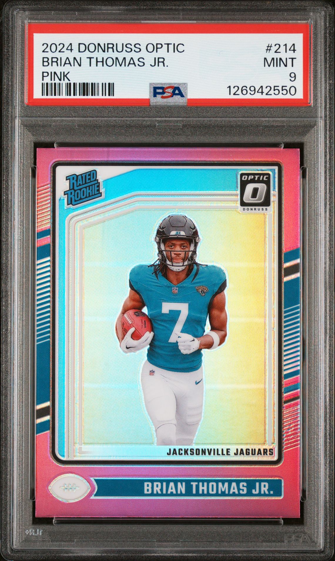 2024 Panini Donruss Optic Brian Thomas Jr. #214 (Pink) Mint 9 front