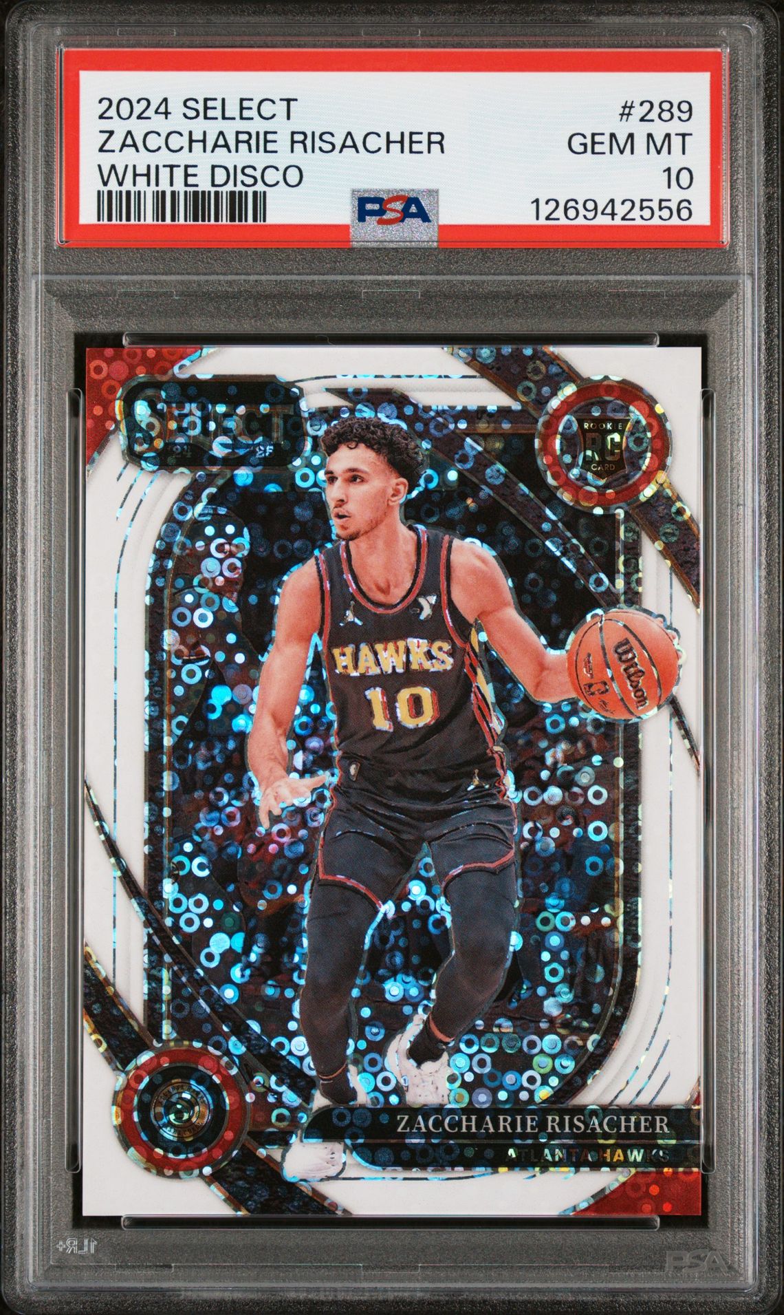 2024 Panini Select Zaccharie Risacher #289 (White Disco) Gem Mt 10 front