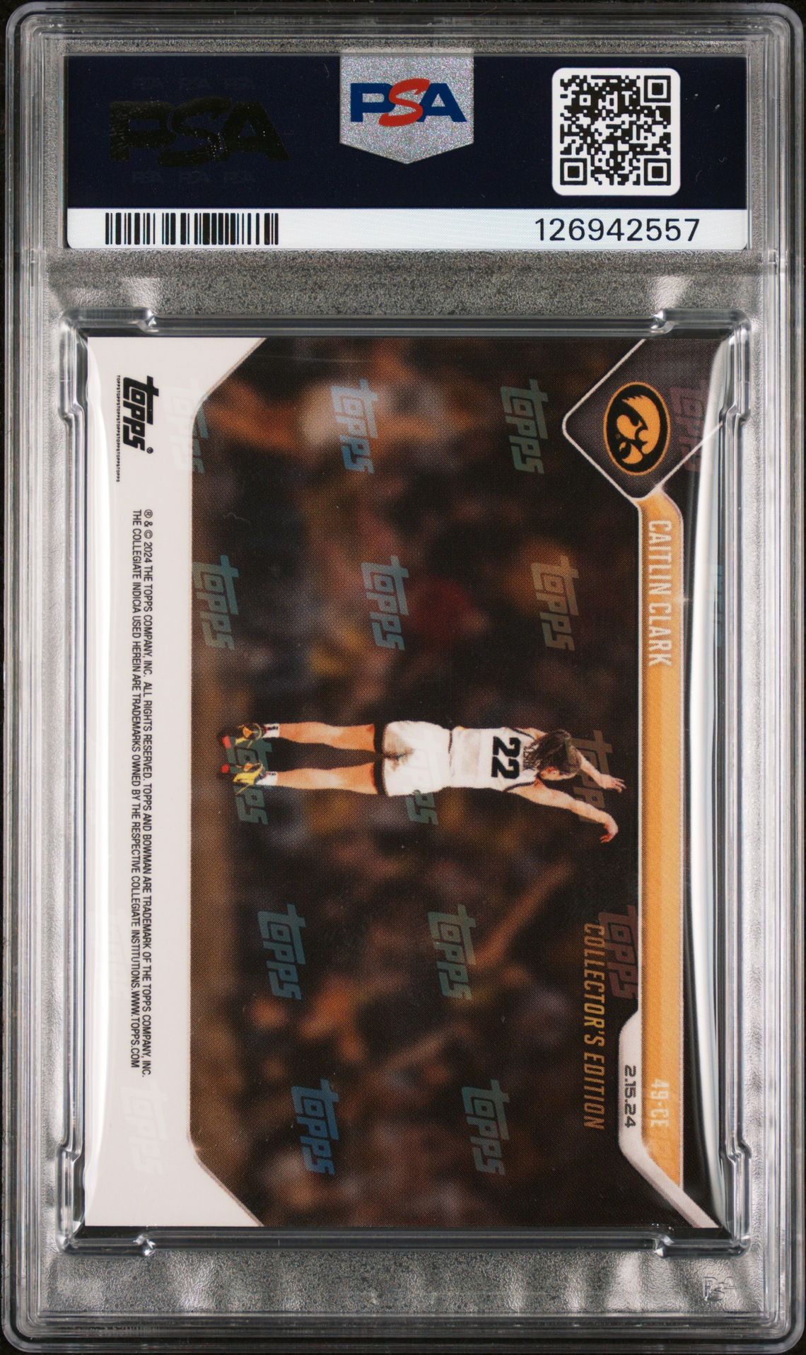 2023 Bowman U Now Caitlin Clark #49Ce (Collector's Edition Gold Foil) Mint 9 back