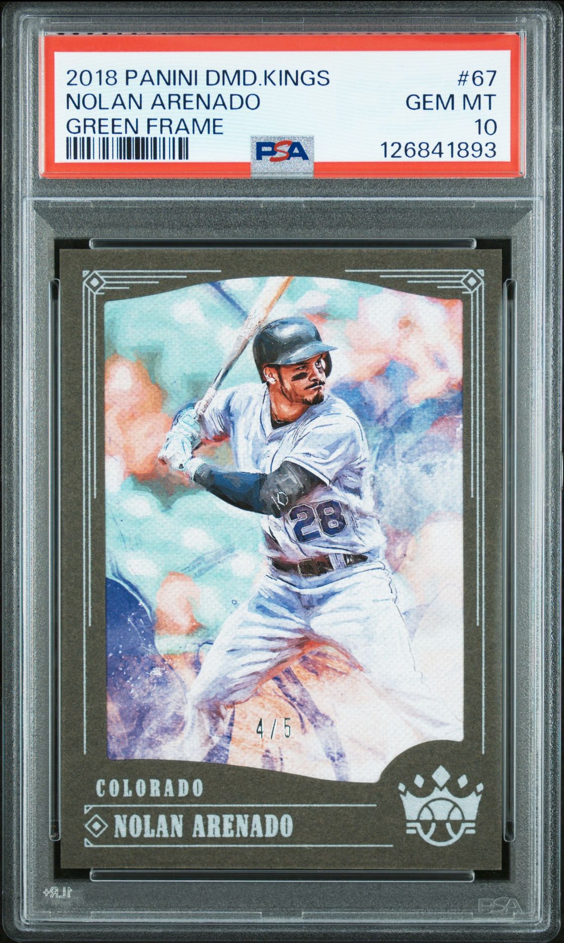 2018 Panini Diamond Kings Nolan Arenado #67 (Green Frame) Gem Mt 10 front
