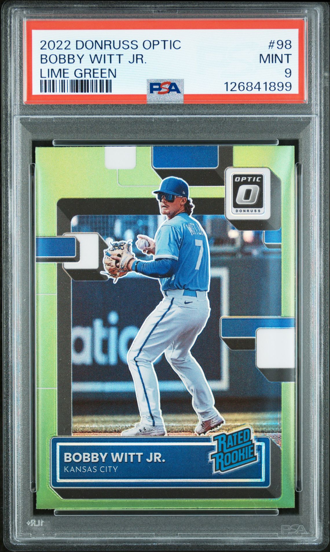 2022 Panini Donruss Optic Bobby Witt Jr. #98 (Lime Green) Mint 9 front