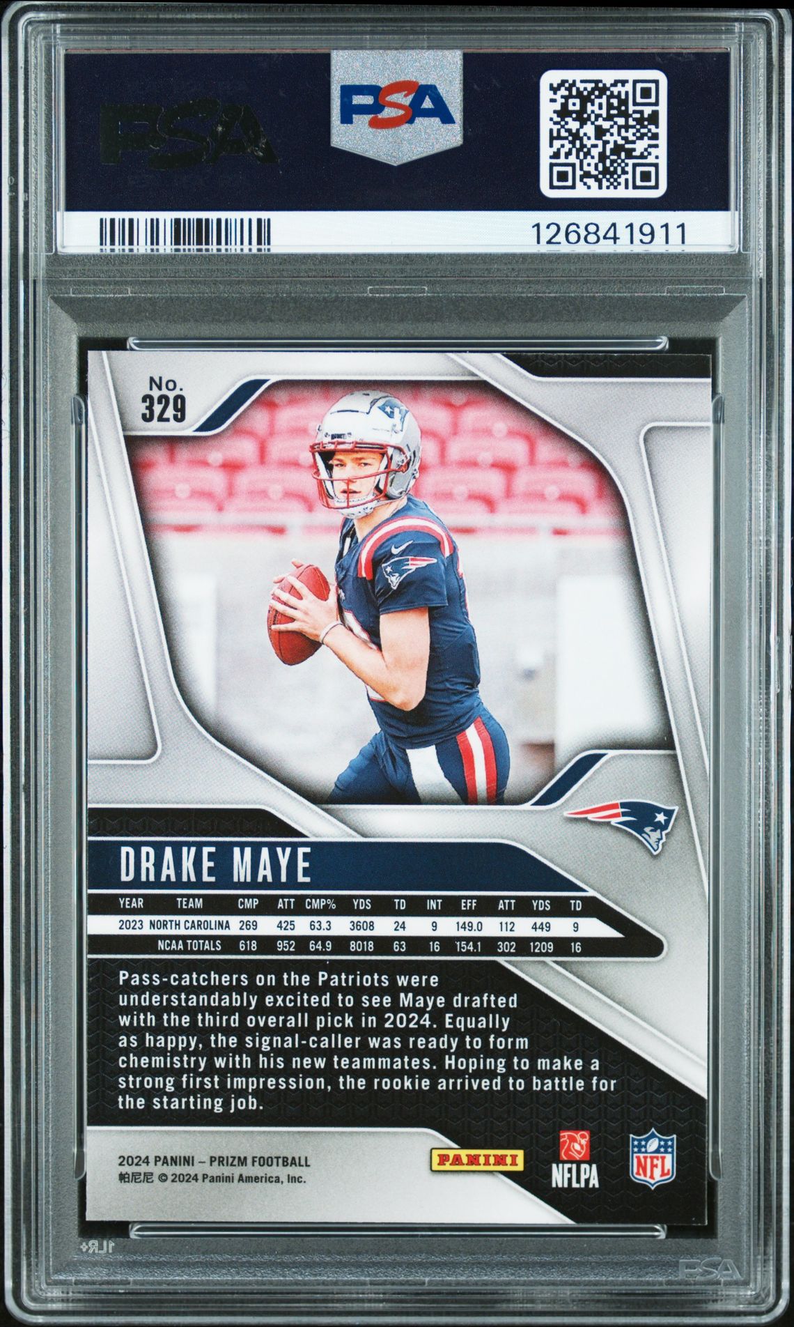 2024 Panini Prizm Drake Maye #329 Mint 9 back