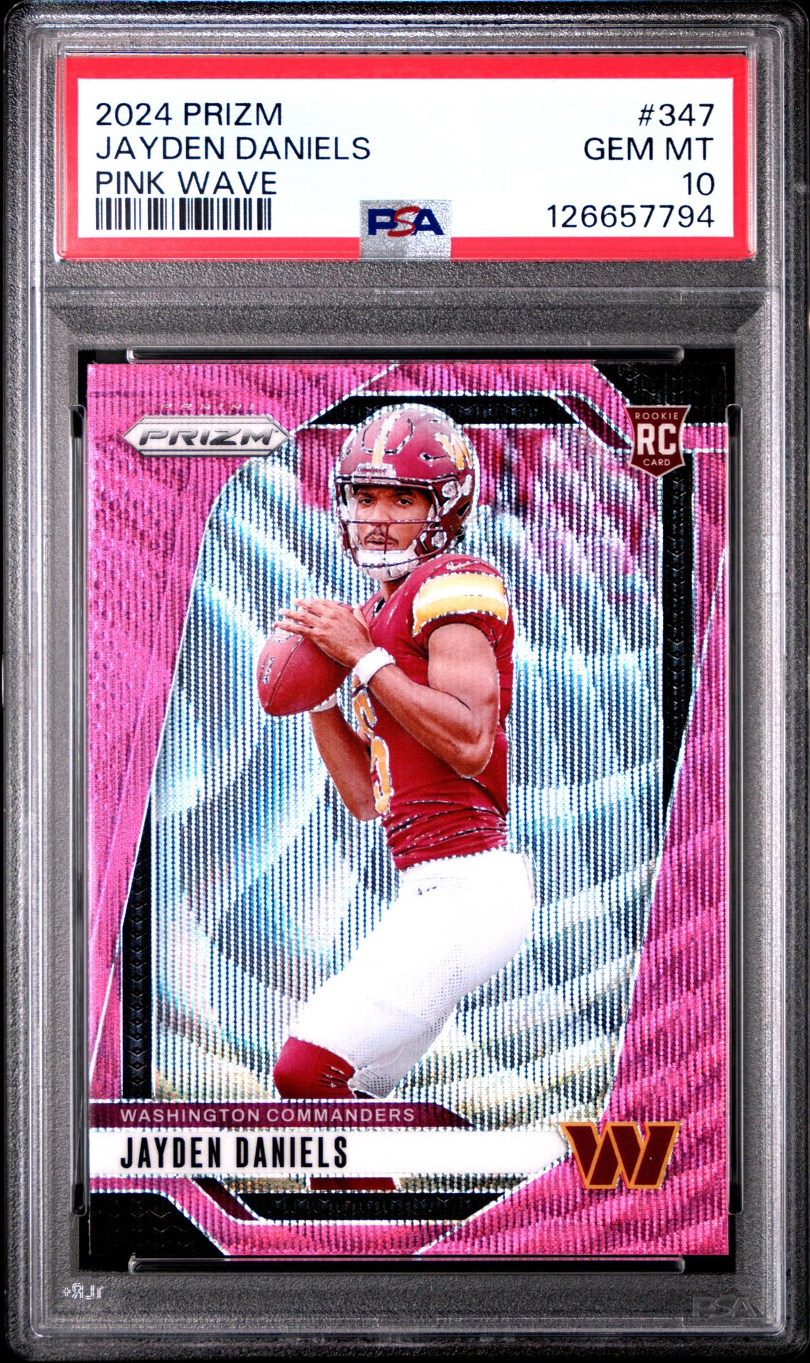 2024 Panini Prizm Jayden Daniels #347 (Pink Wave) Gem Mt 10 front