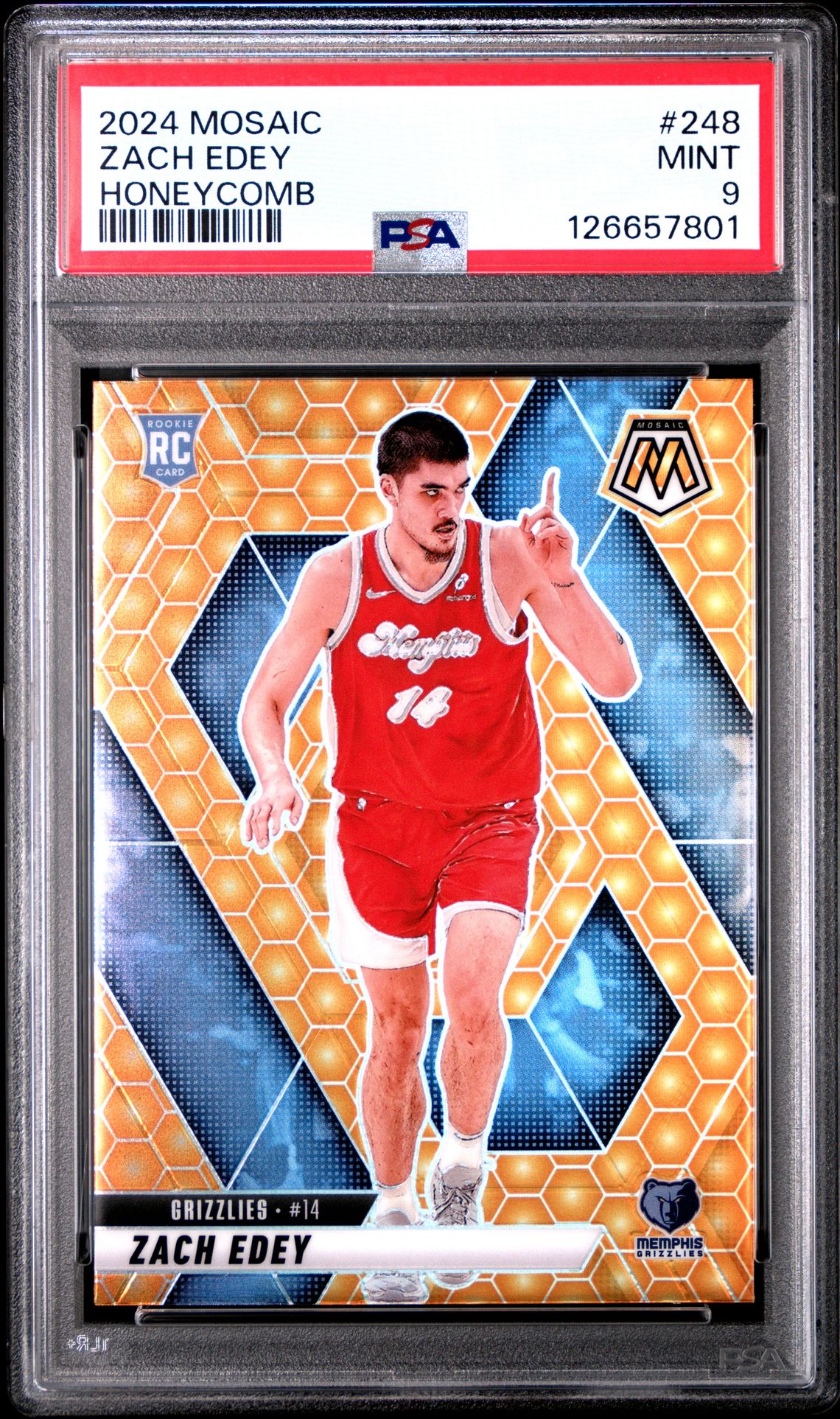 2024 Panini Mosaic Zach Edey #248 (Honeycomb) Mint 9 front