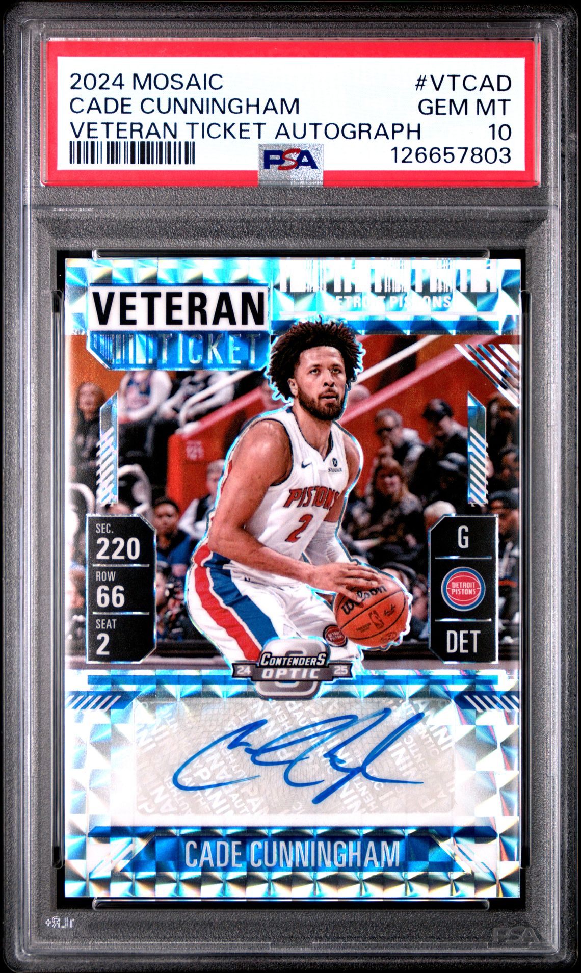 2024 Panini Mosaic Veteran Ticket Autographs Cade Cunningham #Vtcad Gem Mt 10 front