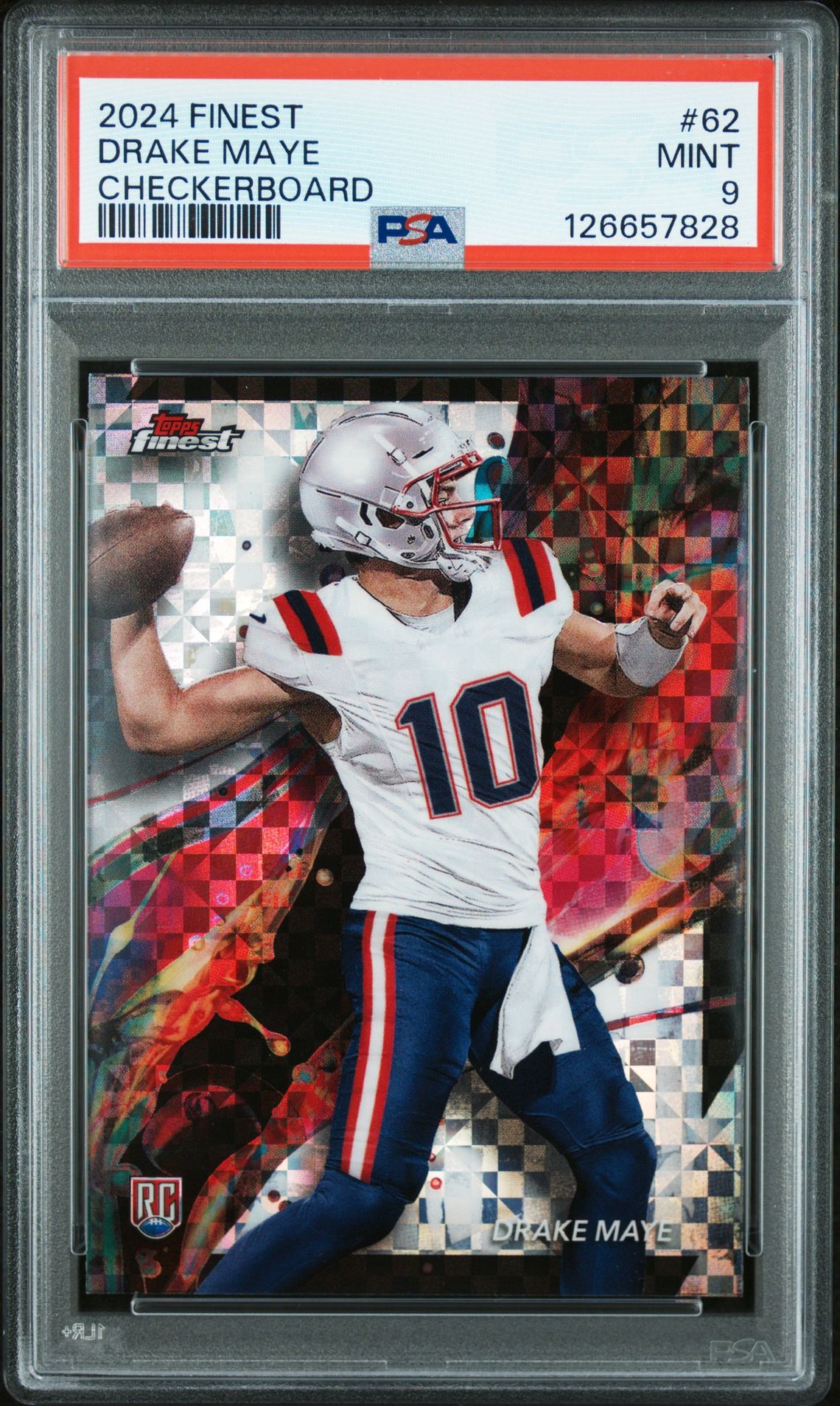 2024 Topps Finest Drake Maye #62 (Checkerboard) Mint 9 front