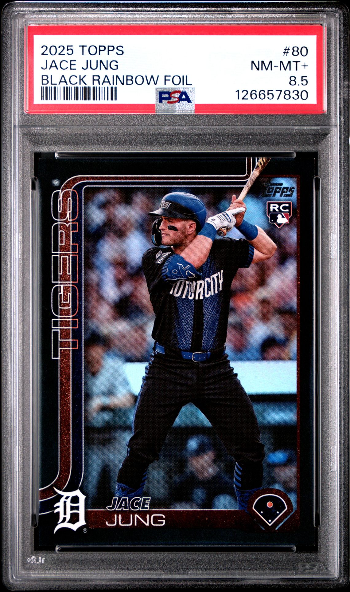 2025 Topps Jace Jung #80 (Black Rainbow Foil) Nm-Mt+ 8.5 front