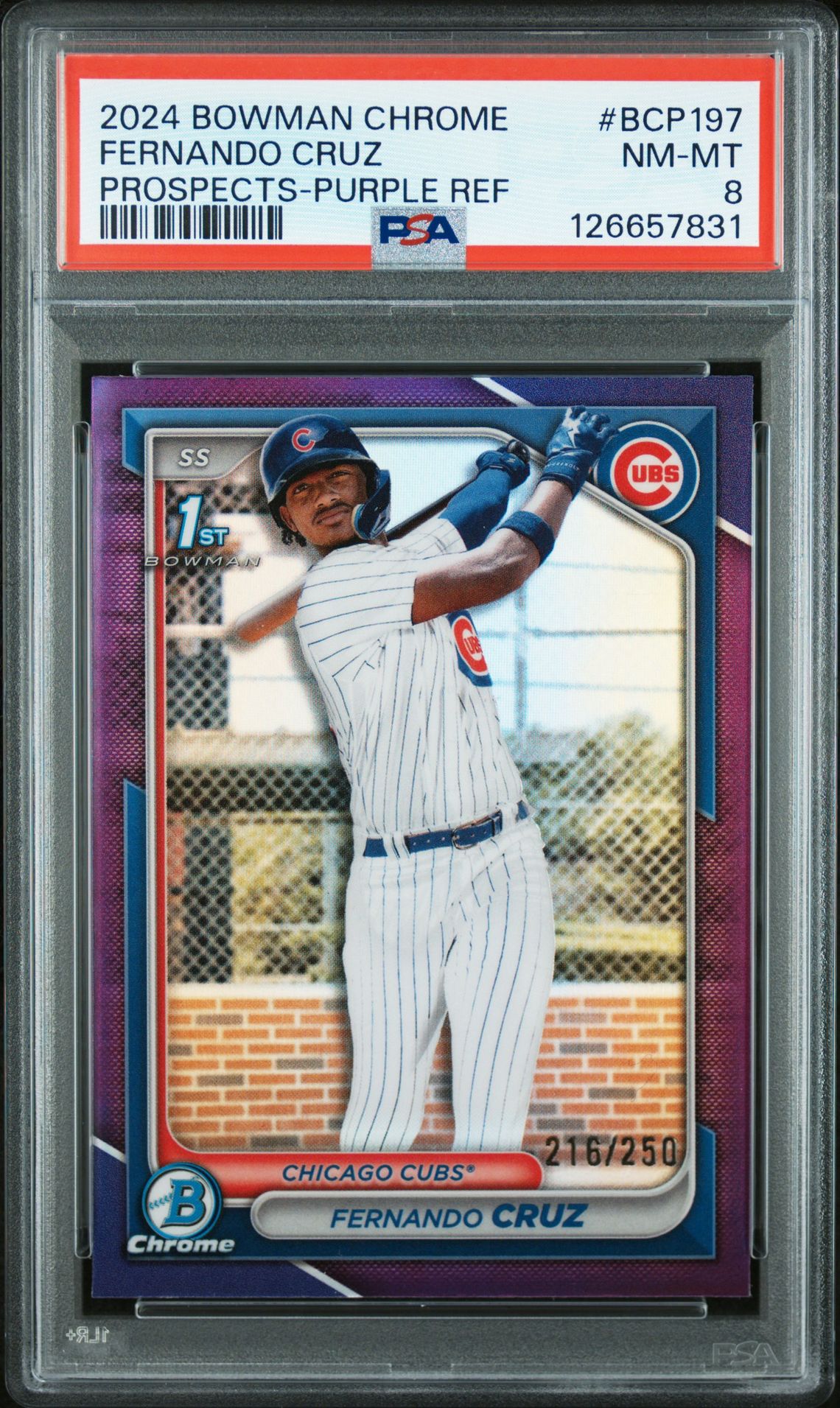 2024 Bowman Chrome Prospects Fernando Cruz #Bcp197 (Prospects-Purple Ref) Nm-Mt 8 front