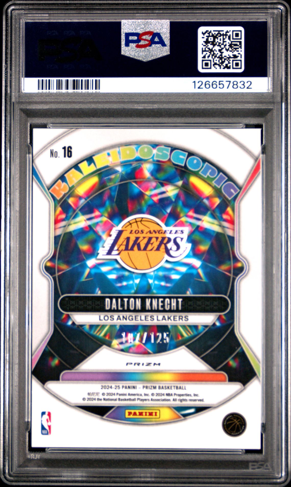 2024 Panini Prizm Kaleidoscopic Dalton Knecht #16 (Kaleidoscopic-Blue Ice) Mint 9 back