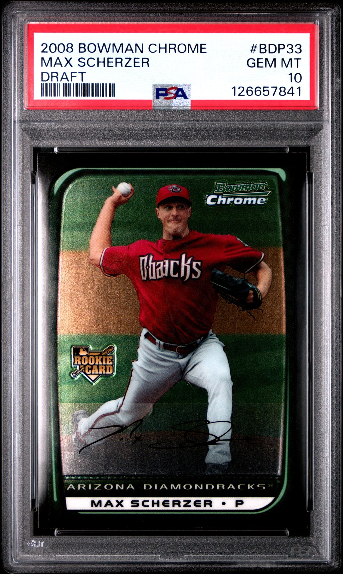 2008 Bowman Chrome Draft Max Scherzer #Bdp33 (Draft) Gem Mt 10 front