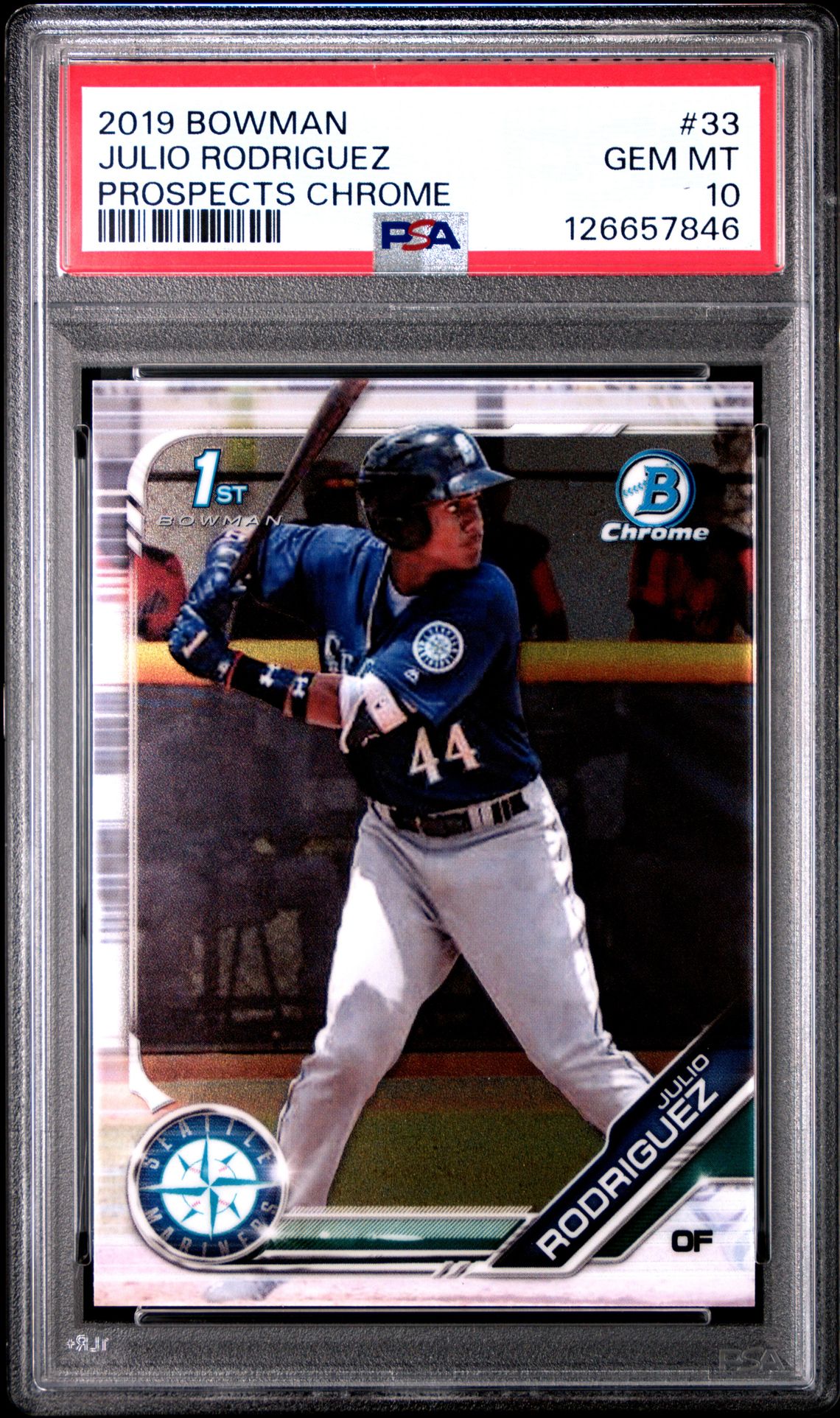 2019 Bowman Prospects Chrome Julio Rodriguez #33 (Prospects Chrome) Gem Mt 10 front