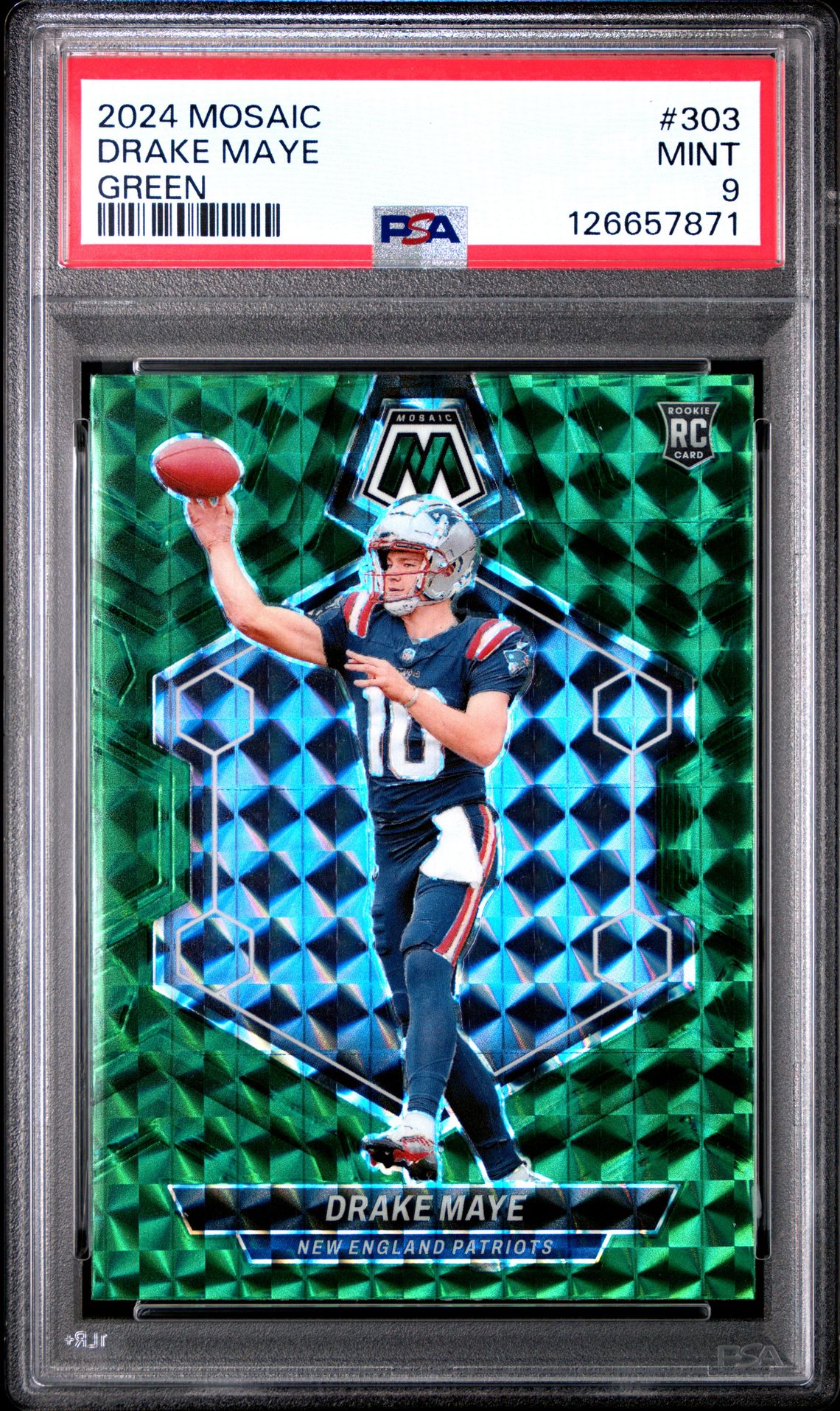 2024 Panini Mosaic Drake Maye #303 (Green) Mint 9 front