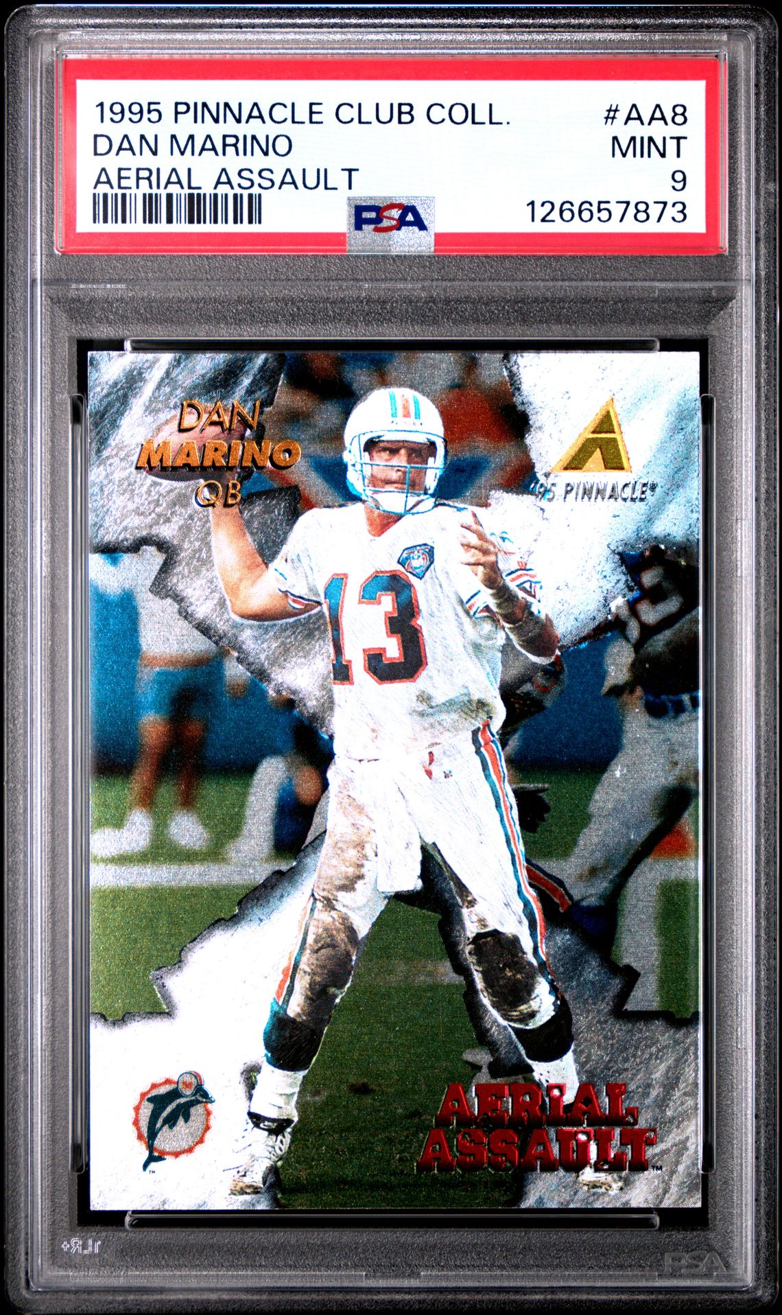 1995 Pinnacle Club Coll. Aerial Assault Dan Marino #Aa8 (Aerial Assault) Mint 9 front