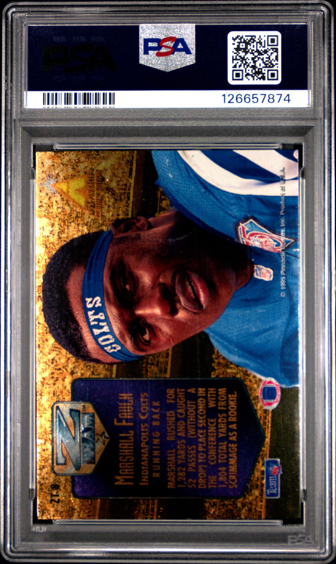 1995 Zenith Z-Team Marshall Faulk #Zt8 Mint 9 back