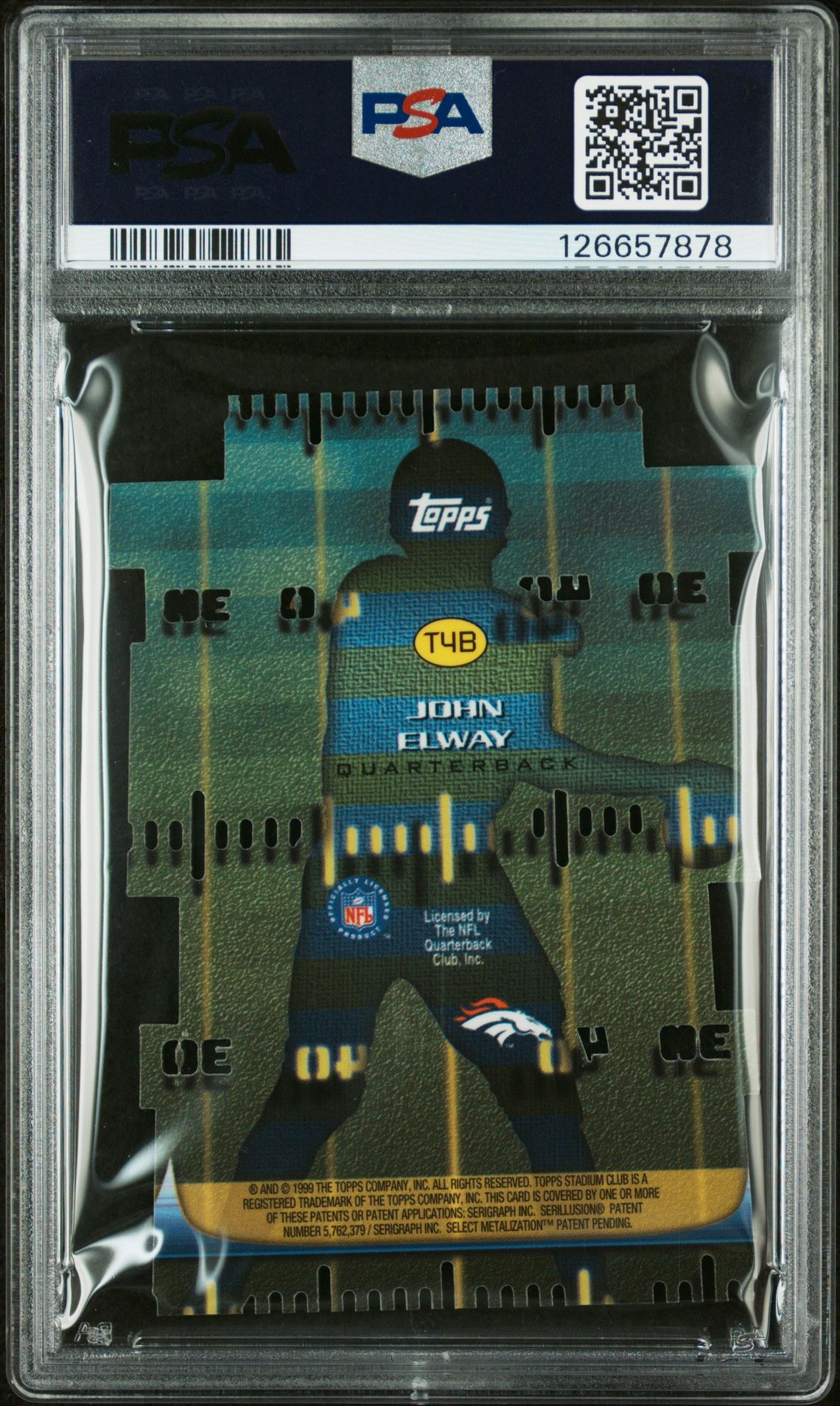 1999 Stadium Club 3X3 John Elway #T4B (Luminescent) Nm-Mt 8 back