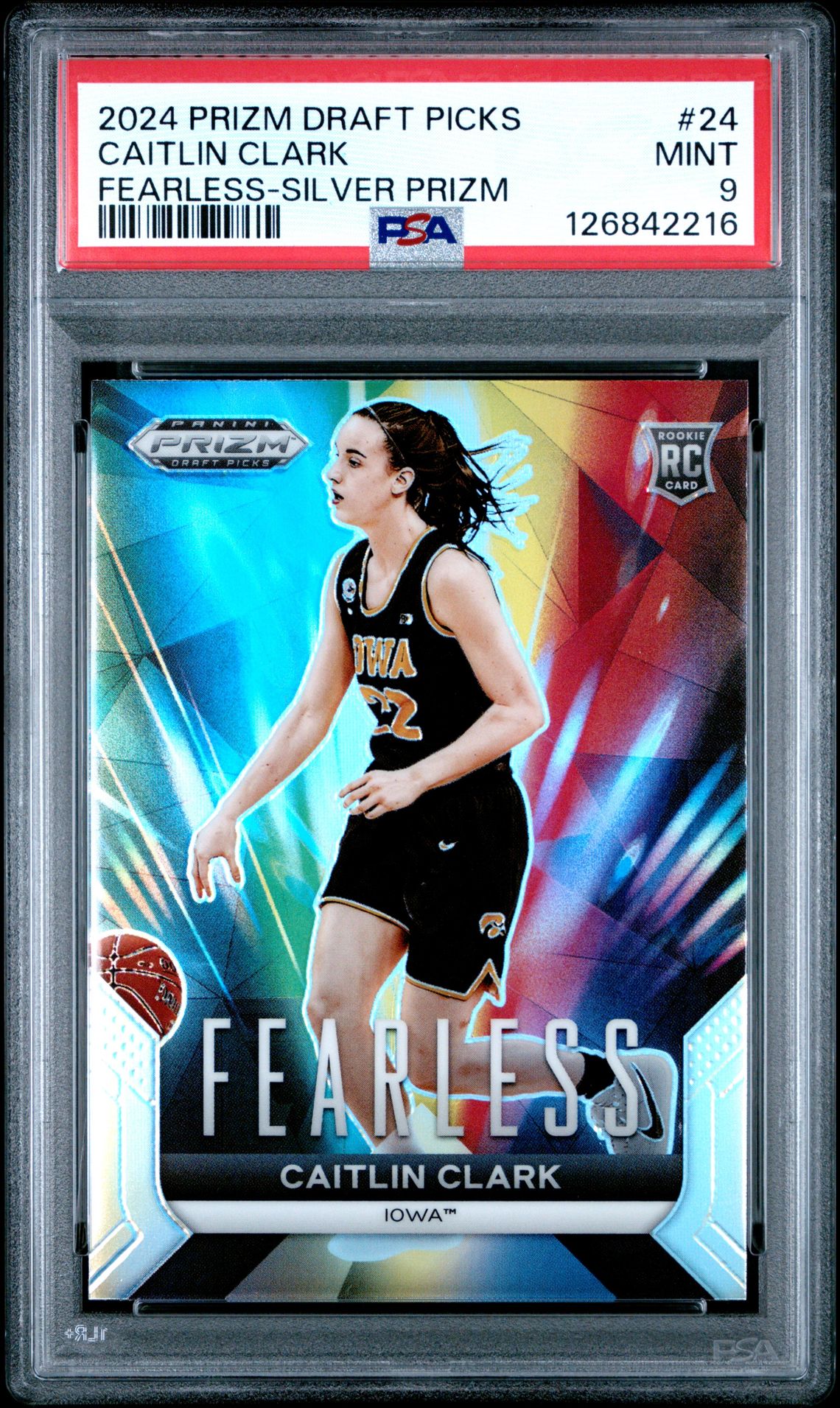 2024 Panini Prizm Draft Picks Fearless Caitlin Clark #24 (Fearless-Silver Prizm) Mint 9 front