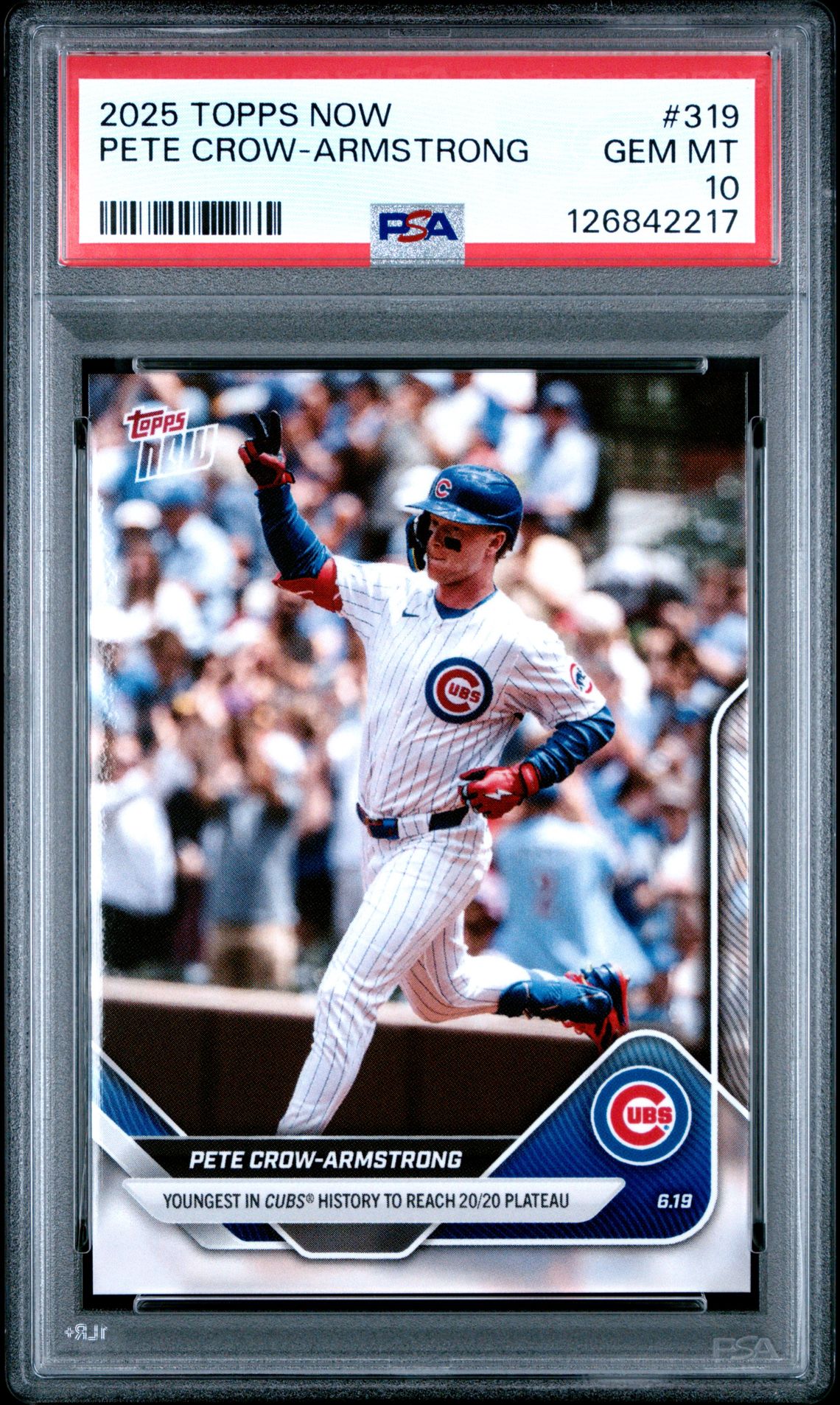 2025 Topps Now Pete Crow-Armstrong #319 Gem Mt 10 front