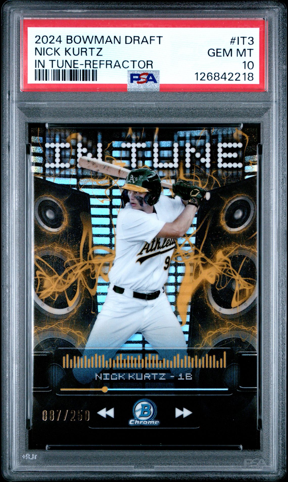 2024 Bowman Draft In Tune Nick Kurtz #It3 (In Tune-Refractor) Gem Mt 10 front