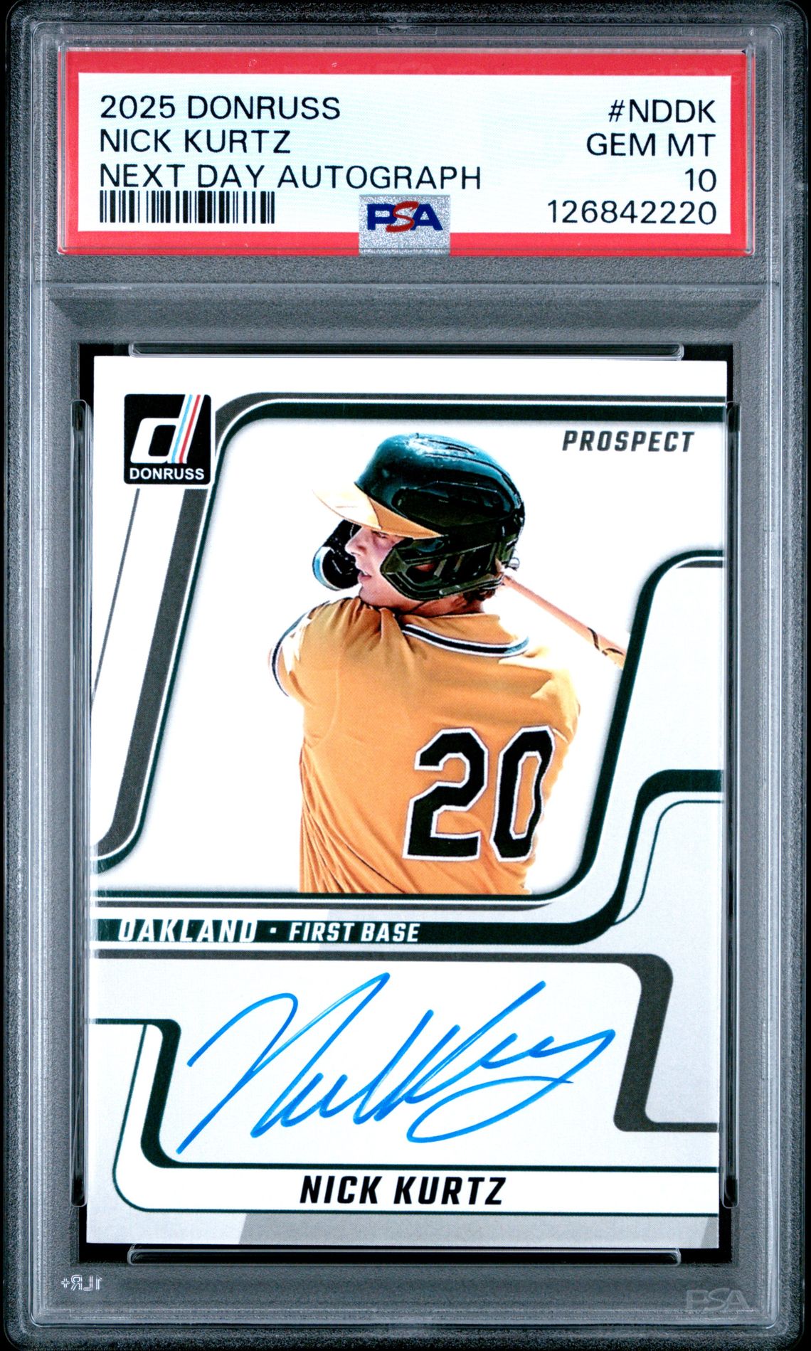 2025 Panini Donruss Next Day Autographs Nick Kurtz #Ndnk Gem Mt 10 front
