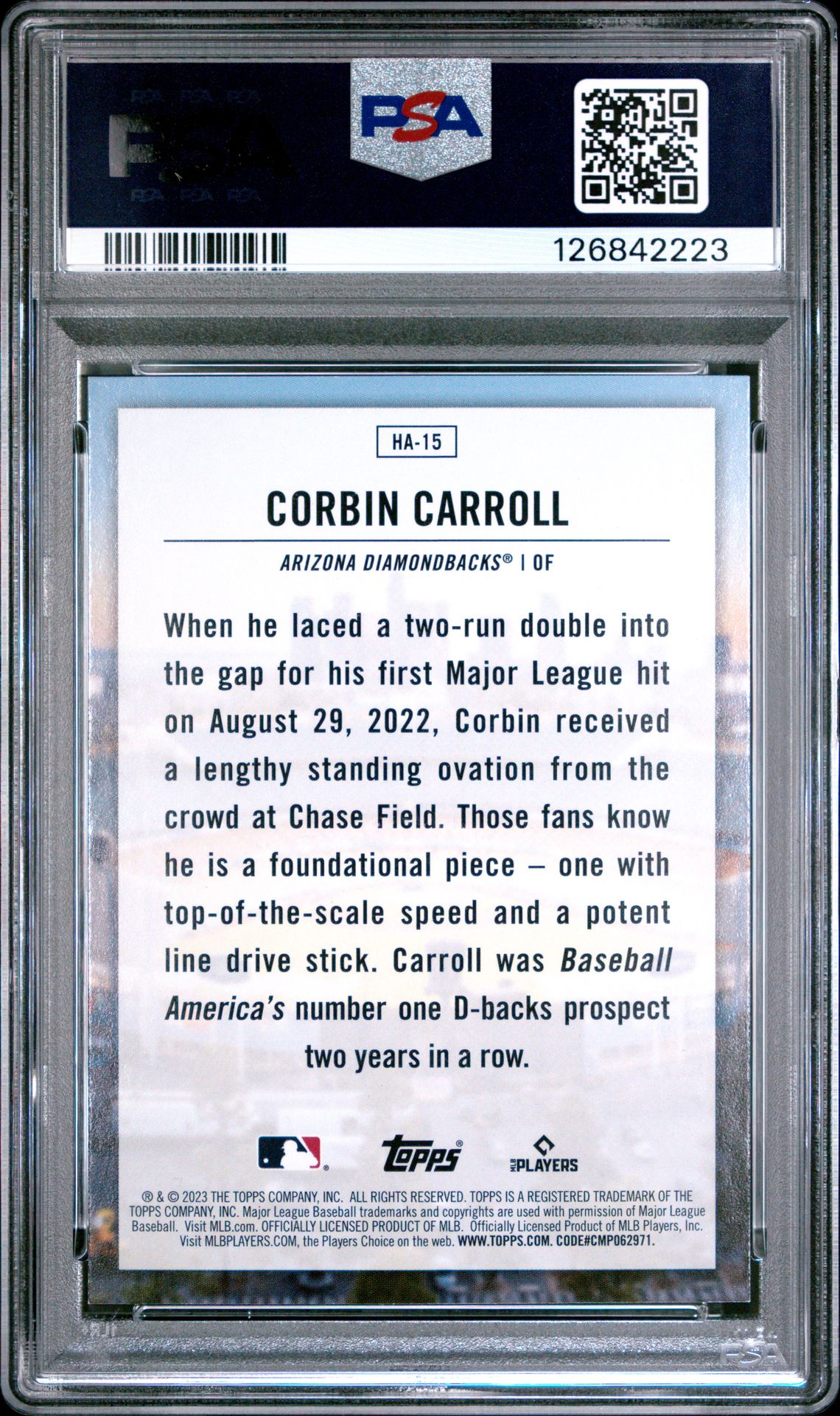2023 Topps Home Field Advantage Corbin Carroll #Ha15 (Home Field Advantage) Mint 9 back