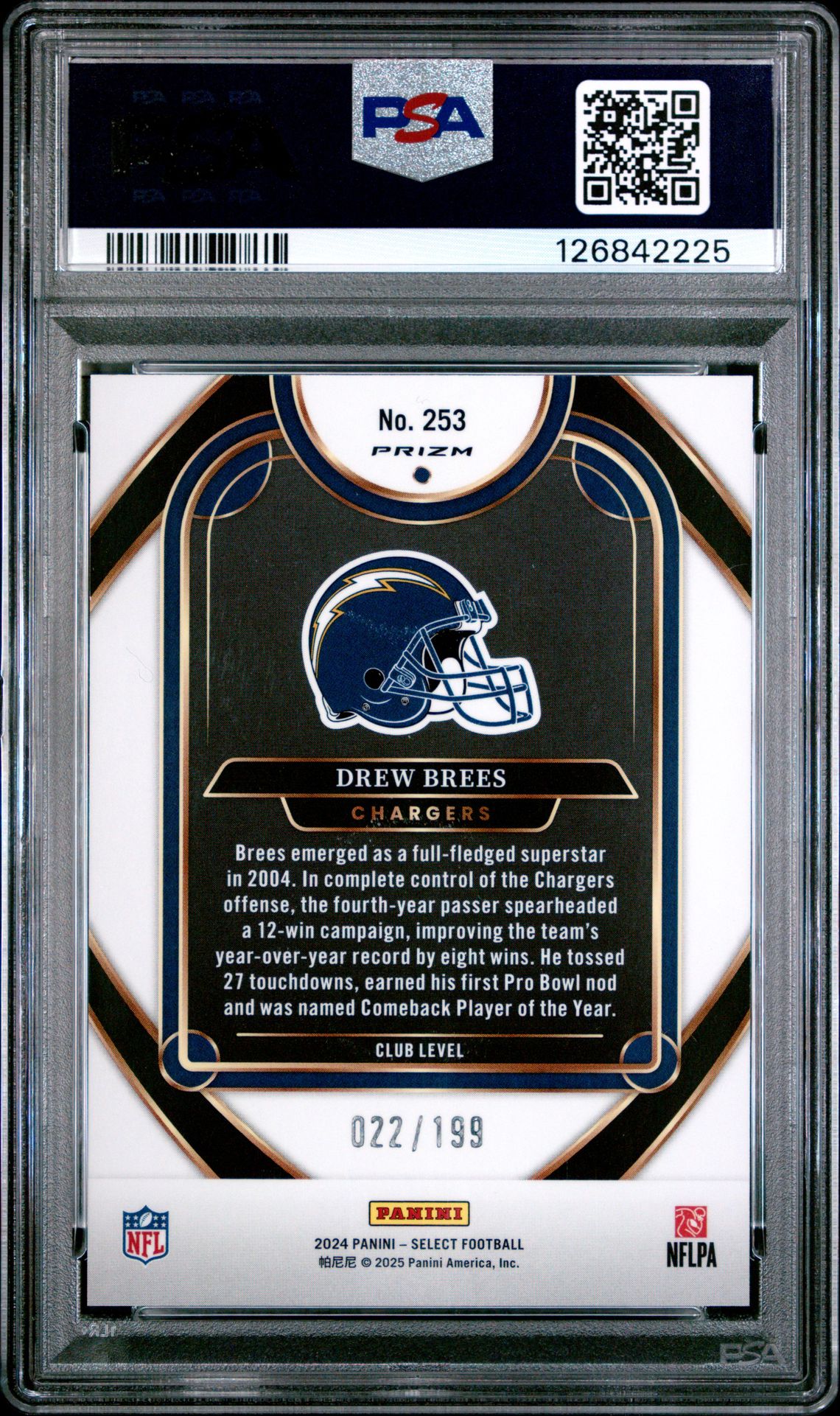 2024 Panini Select Drew Brees #253 (White Shock) Mint 9 back