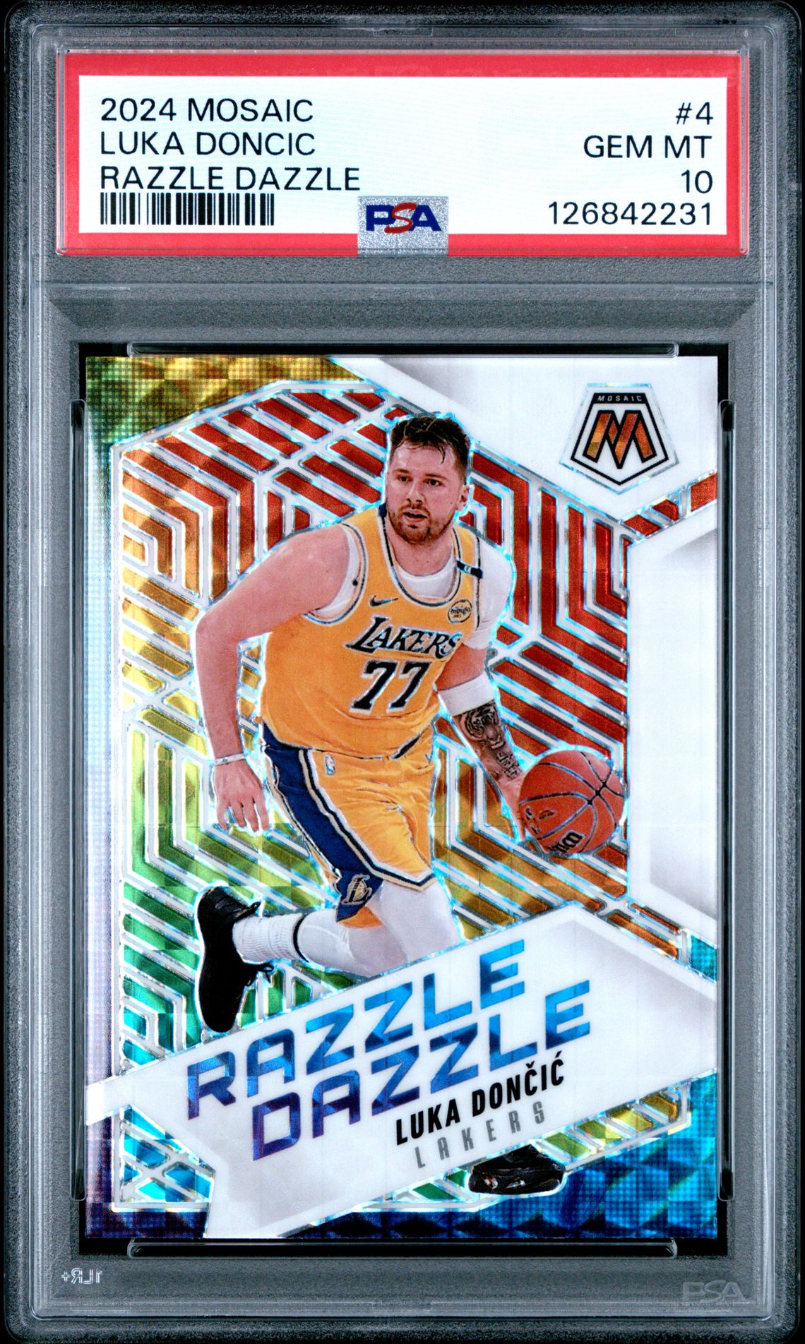 2024 Panini Mosaic Razzle Dazzle Luka Doncic #4 Gem Mt 10 front