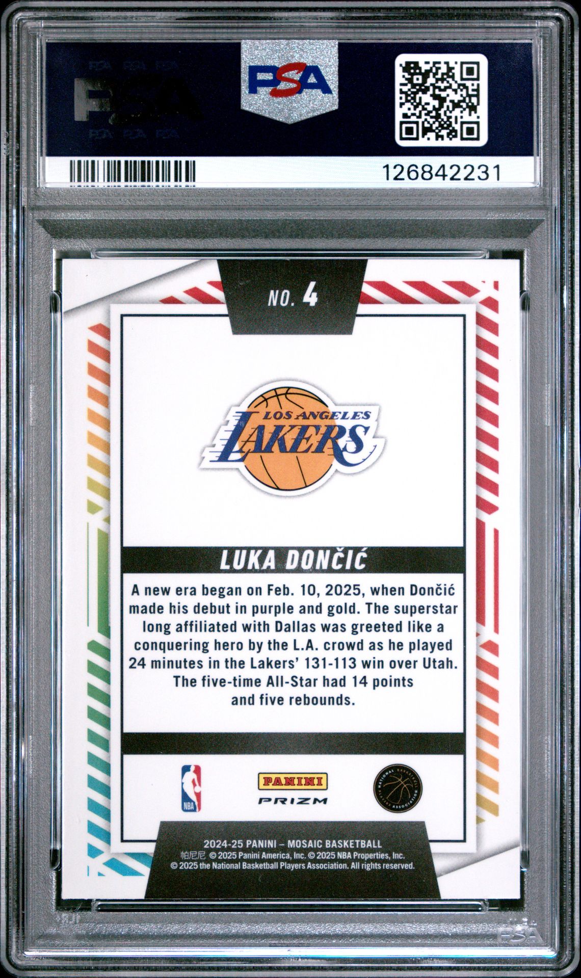 2024 Panini Mosaic Razzle Dazzle Luka Doncic #4 Gem Mt 10 back