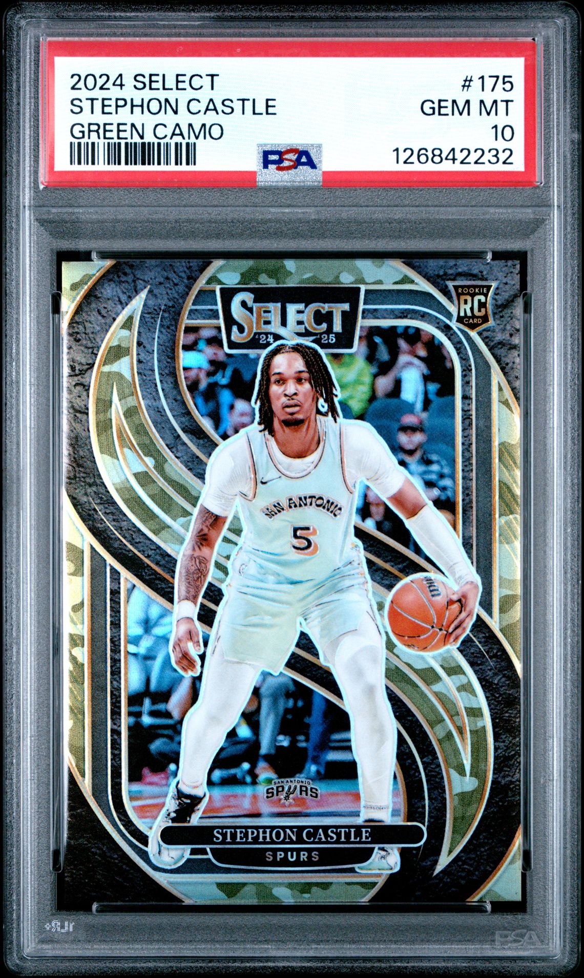 2024 Panini Select Stephon Castle #175 (Green Camo) Gem Mt 10 front