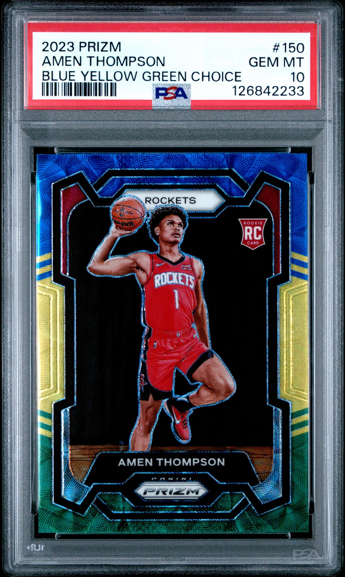 2023 Panini Prizm Amen Thompson #150 (Blue Yellow Green Choice) Gem Mt 10 front