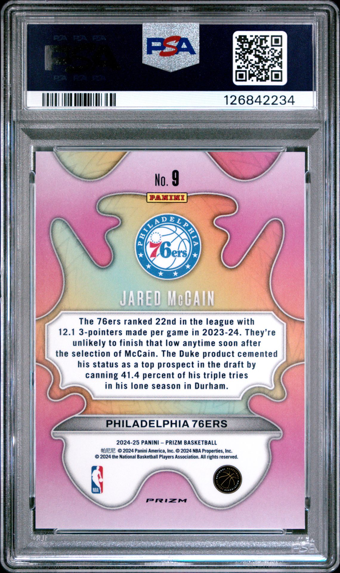 2024 Panini Prizm Groovy Jared Mccain #9 Mint 9 back