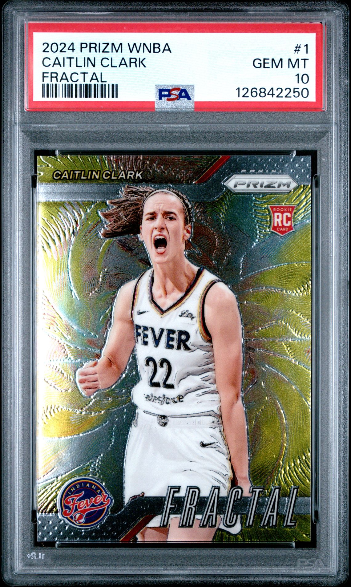 2024 Panini Prizm Wnba Fractal Caitlin Clark #1 Gem Mt 10 front