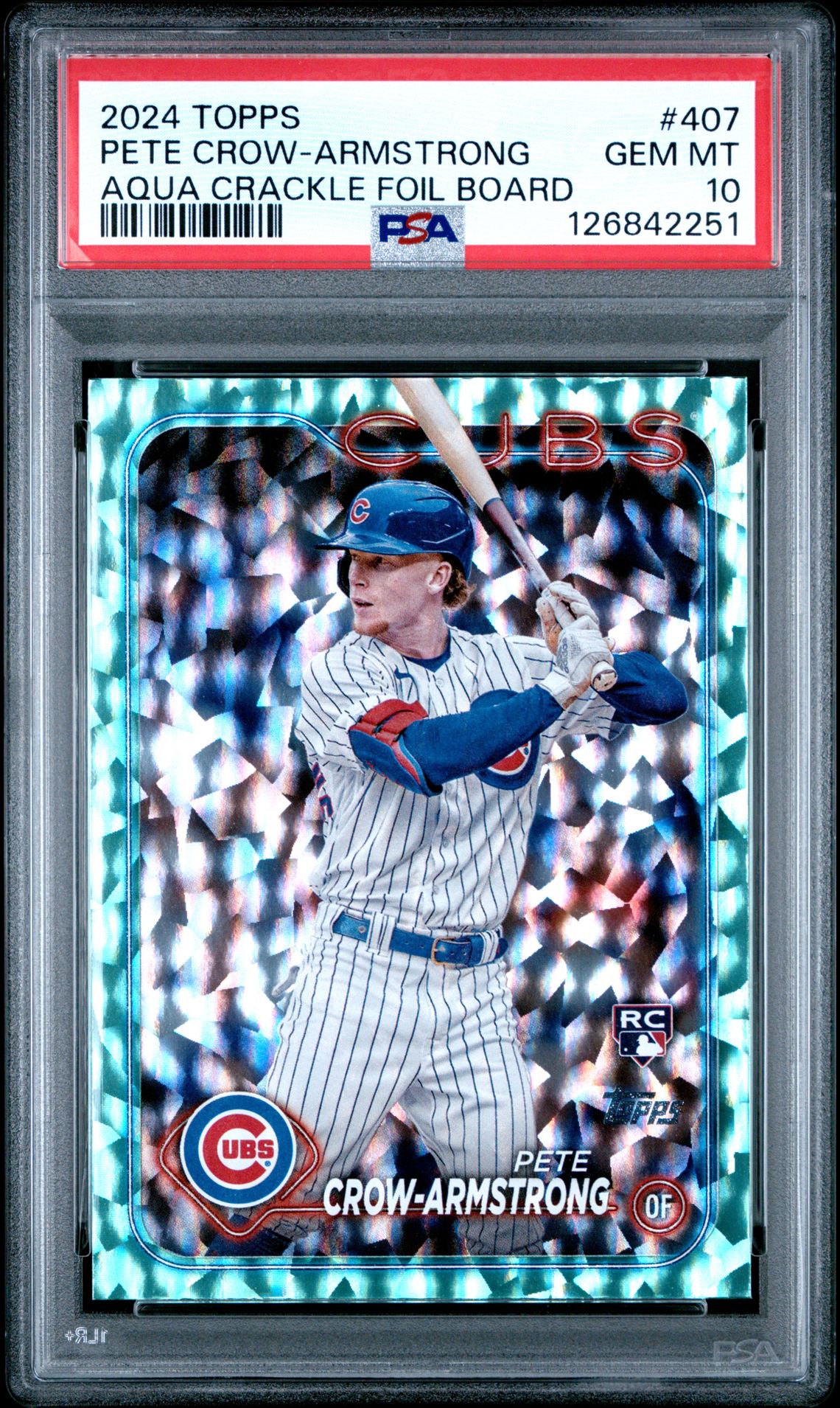 2024 Topps Pete Crow-Armstrong #407 (Aqua Crackle Foil Board) Gem Mt 10 front
