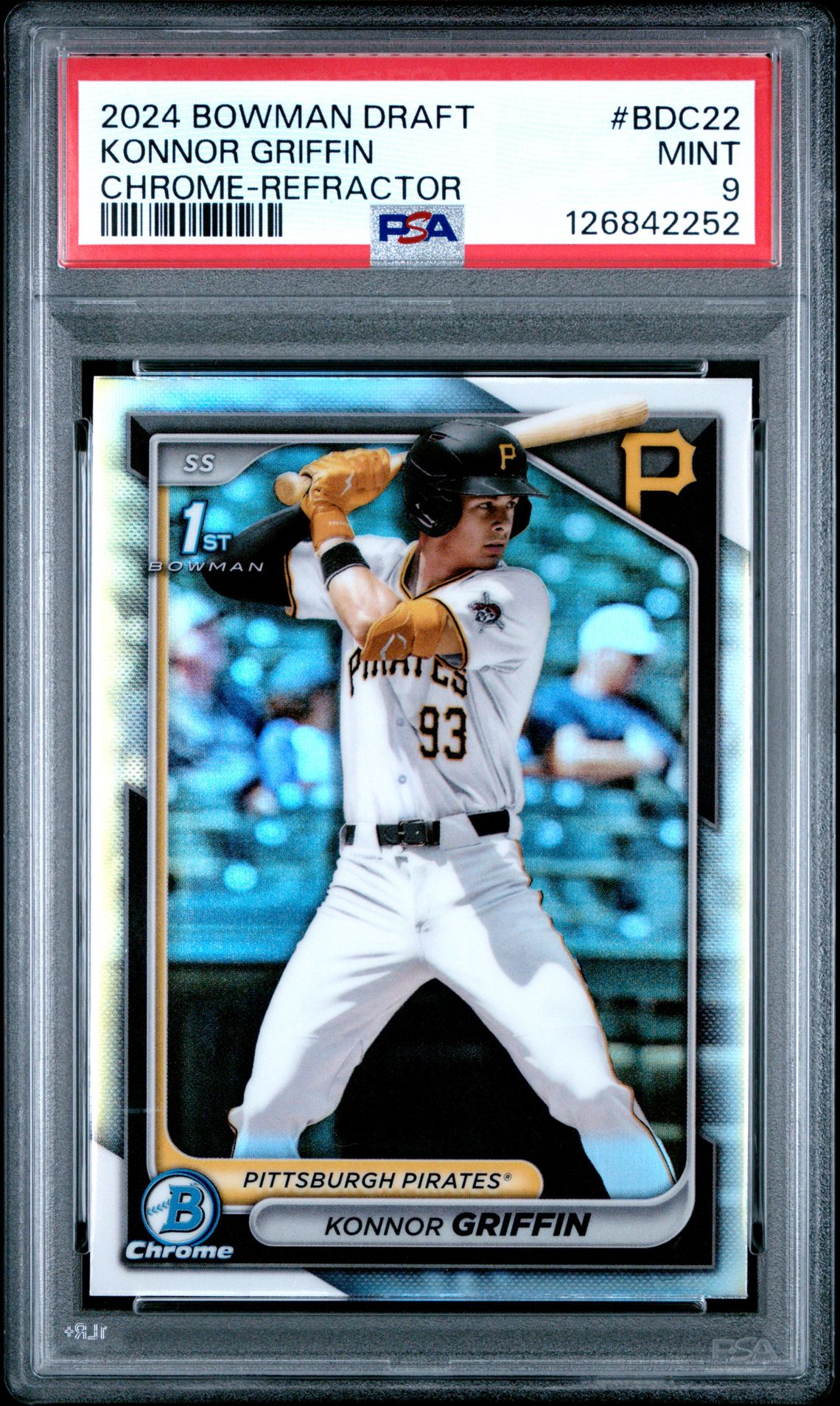 2024 Bowman Draft Konnor Griffin #Bdc22 (Chrome-Refractor) Mint 9 front