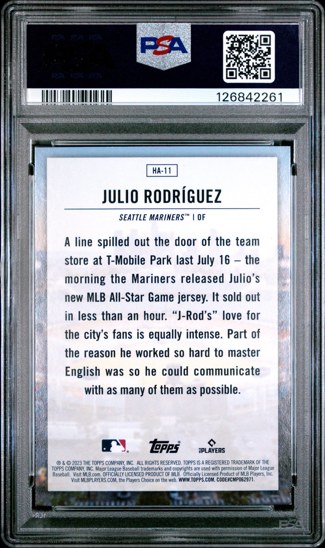 2023 Topps Home Field Advantage Julio Rodriguez #Ha11 (Home Field Advantage) Mint 9 back