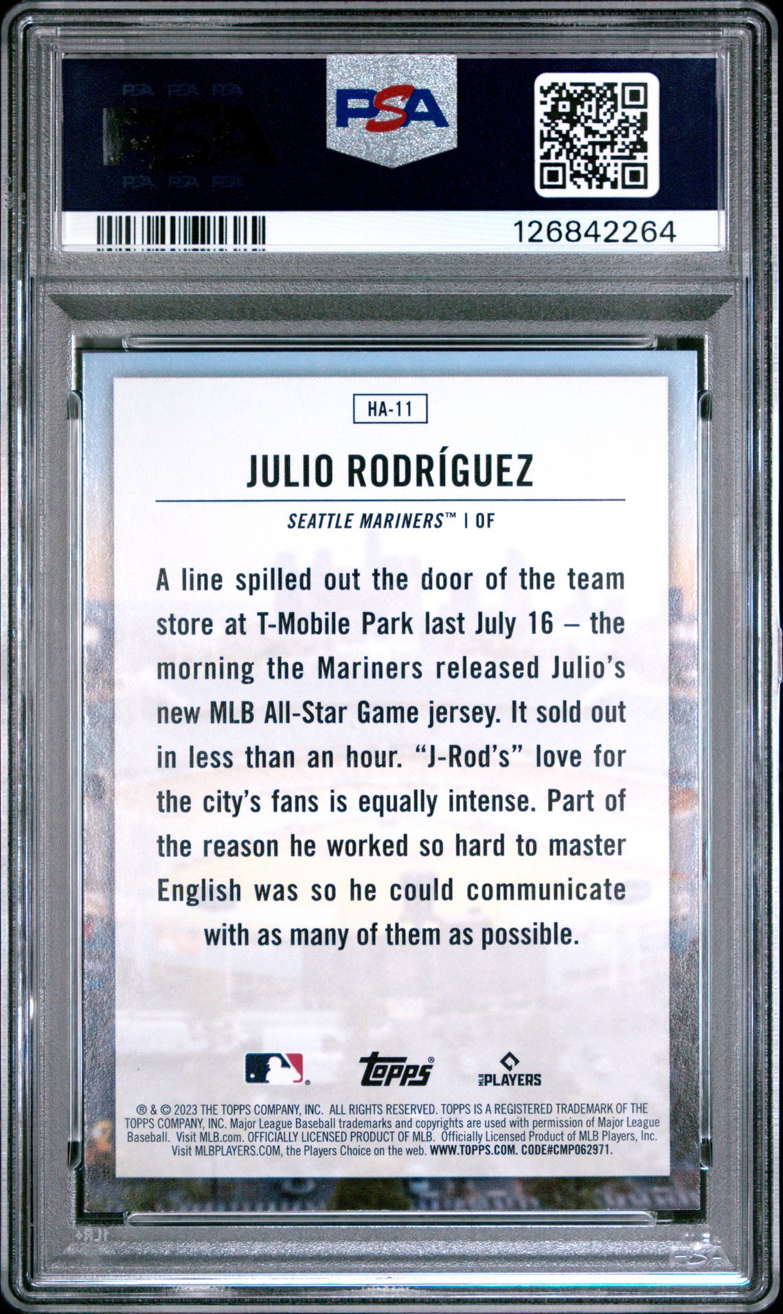 2023 Topps Home Field Advantage Julio Rodriguez #Ha11 (Home Field Advantage) Mint 9 back