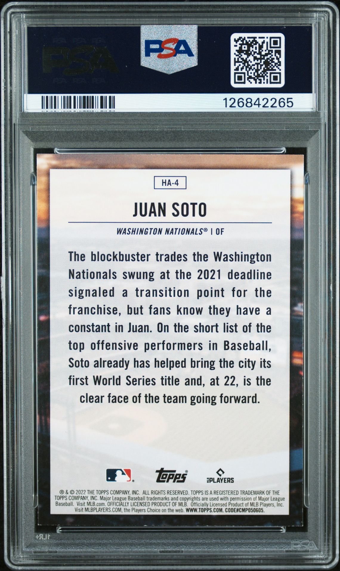 2022 Topps Home Field Advantage Juan Soto #Ha4 (Home Field Advantage) Mint 9 back
