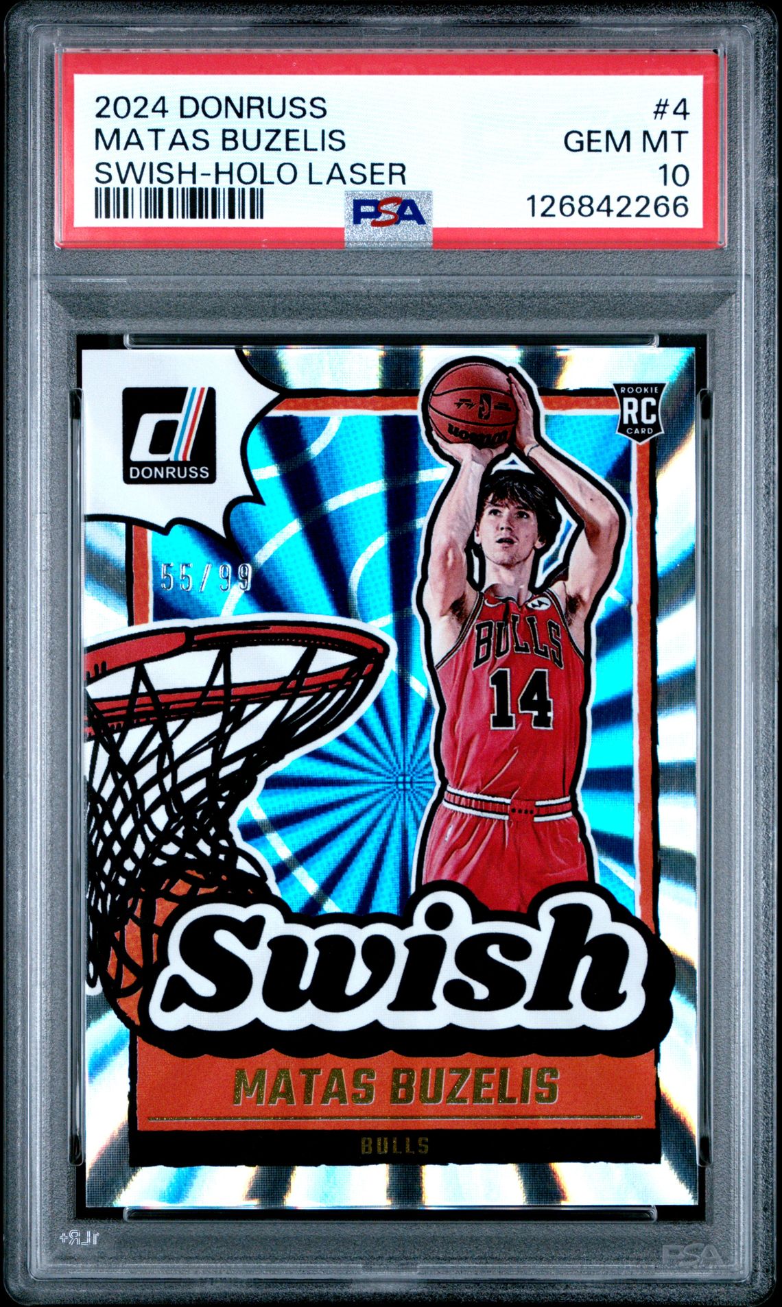 2024 Panini Donruss Swish Matas Buzelis #4 (Swish-Holo Laser) Gem Mt 10 front