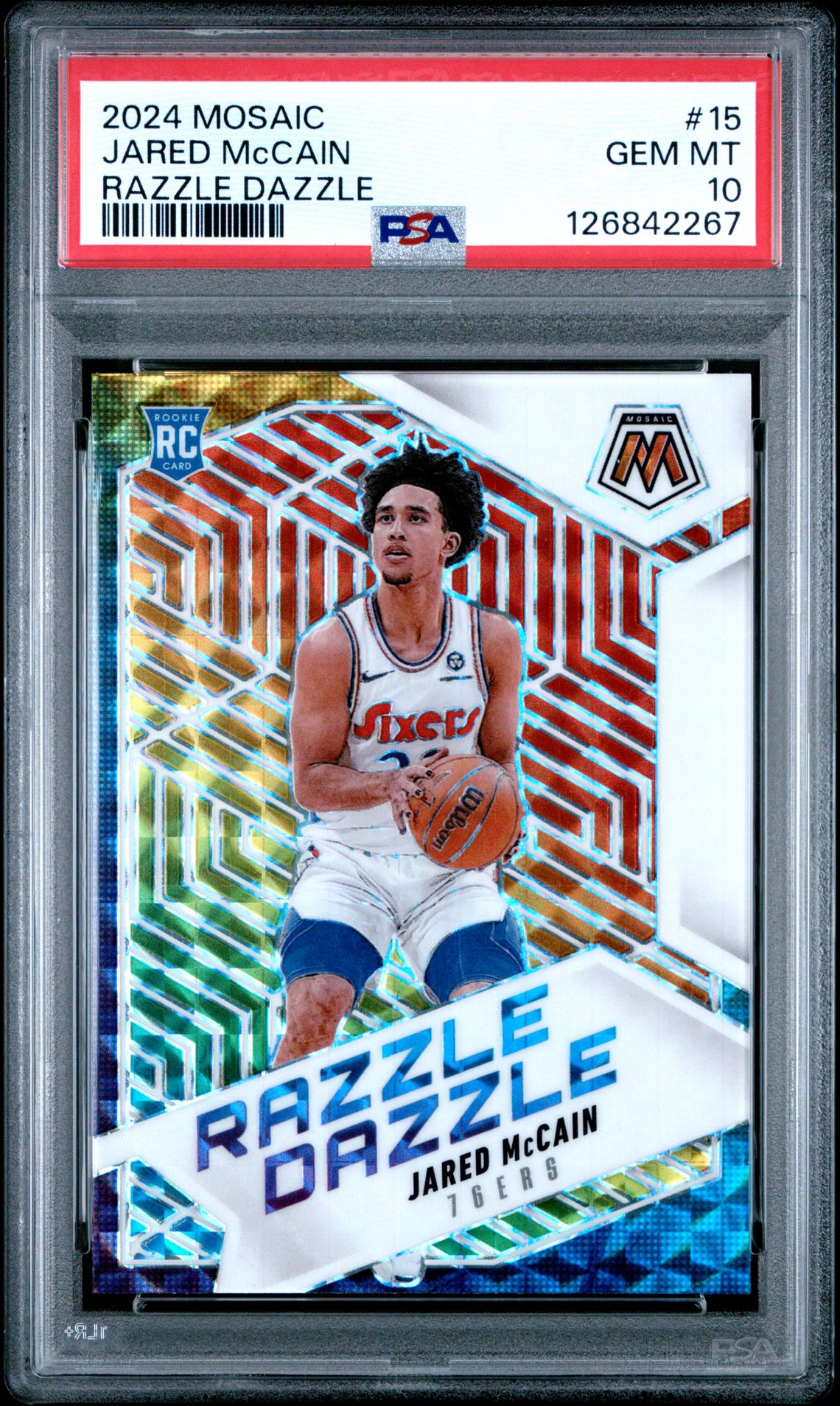 2024 Panini Mosaic Razzle Dazzle Jared Mccain #15 Gem Mt 10 front