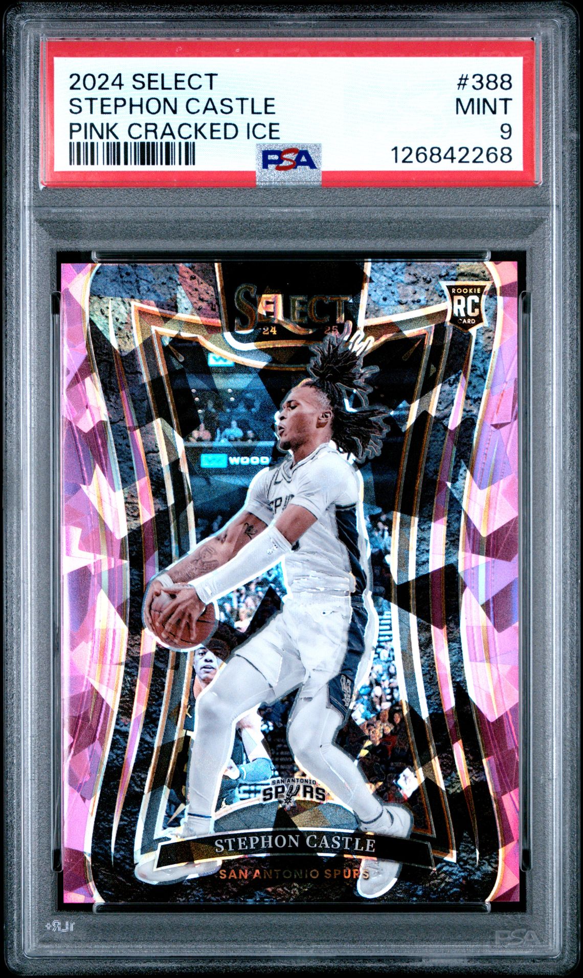 2024 Panini Select Stephon Castle #388 (Pink Cracked Ice) Mint 9 front