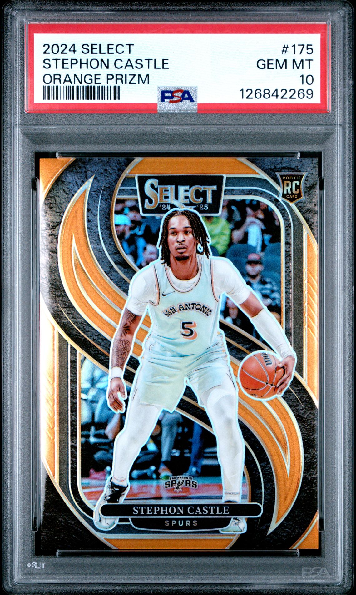 2024 Panini Select Stephon Castle #175 (Orange Prizm) Gem Mt 10 front