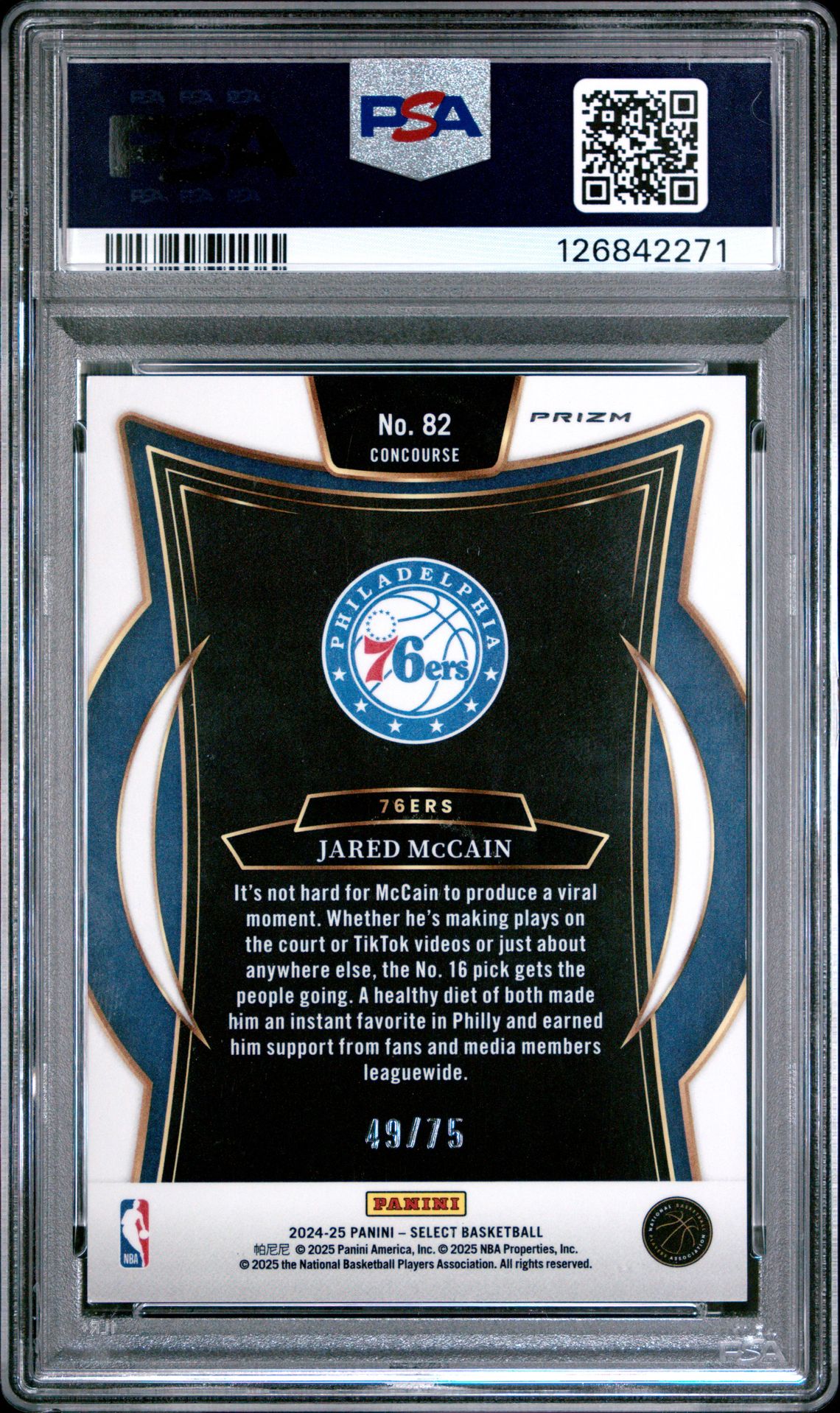 2024 Panini Select Jared Mccain #82 (Neon Green Prizm) Mint 9 back