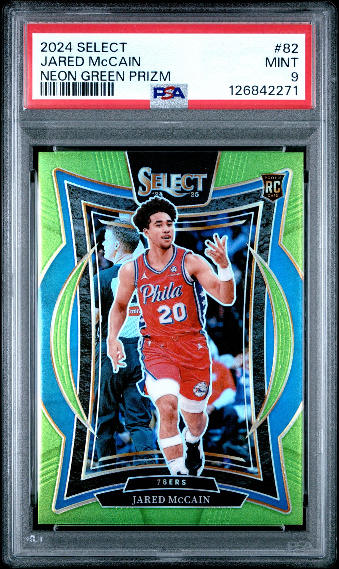 2024 Panini Select Jared Mccain #82 (Neon Green Prizm) Mint 9 front