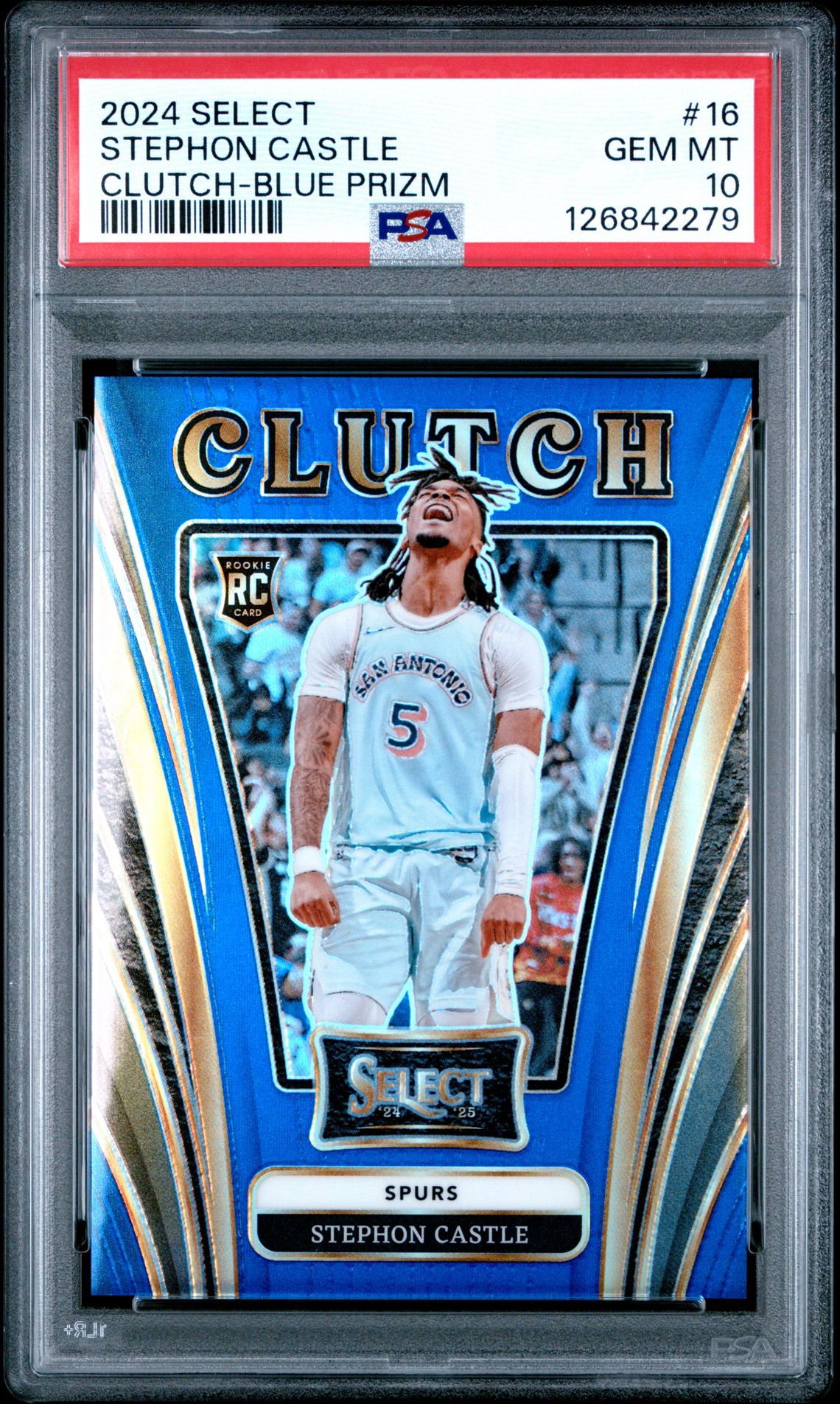 2024 Panini Select Clutch Stephon Castle #16 (Clutch-Blue Prizm) Gem Mt 10 front