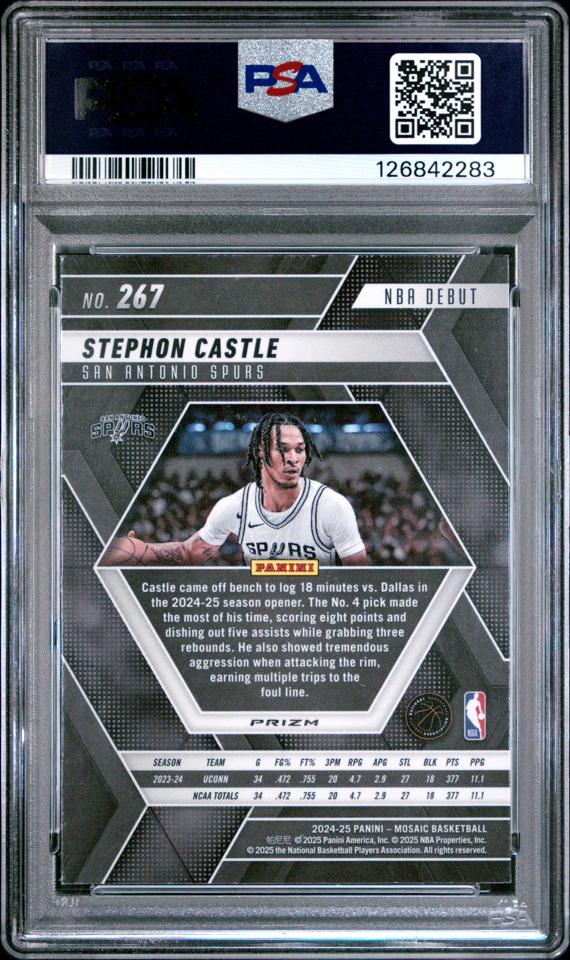 2024 Panini Mosaic Stephon Castle #267 (Honeycomb) Mint 9 back