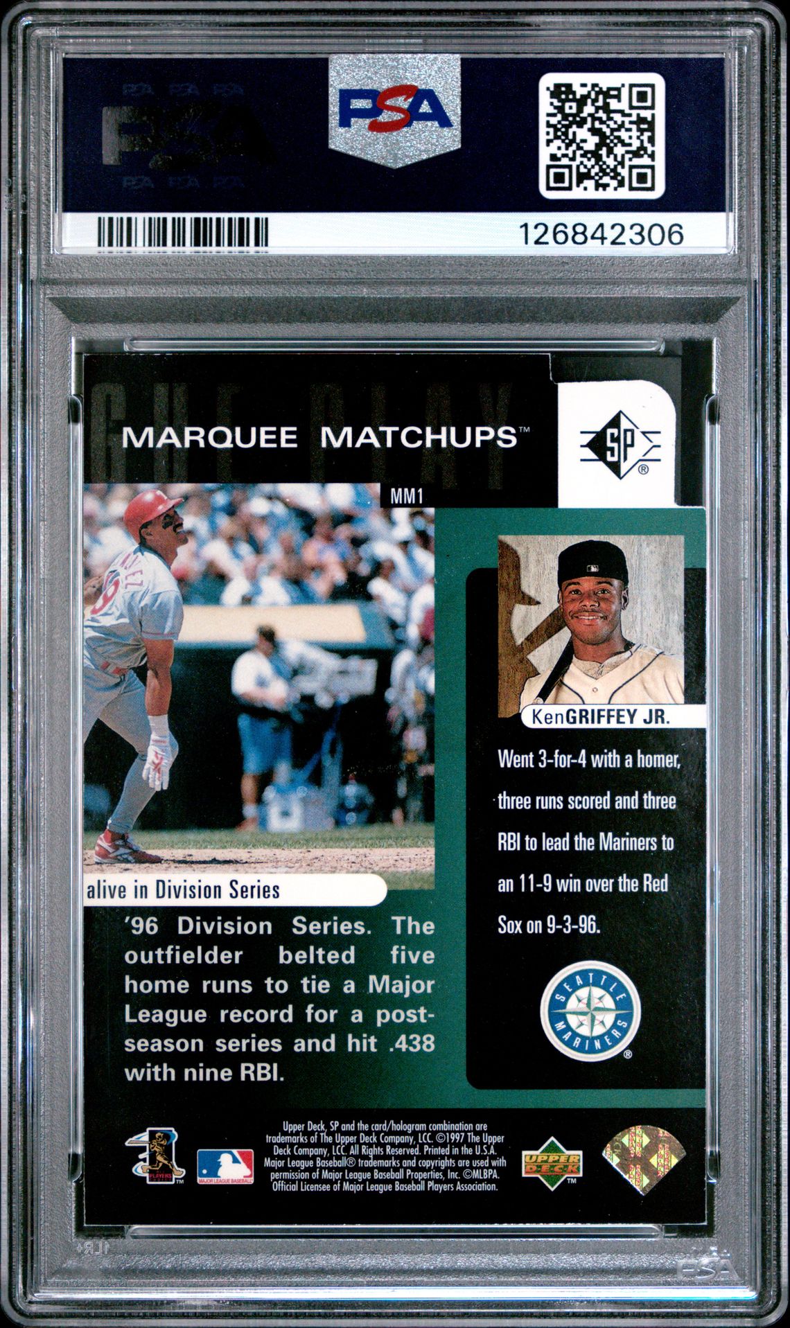 1997 Sp Marquee Matchups Ken Griffey Jr. #Mm1 (Marquee Matchups) Nm-Mt 8 back
